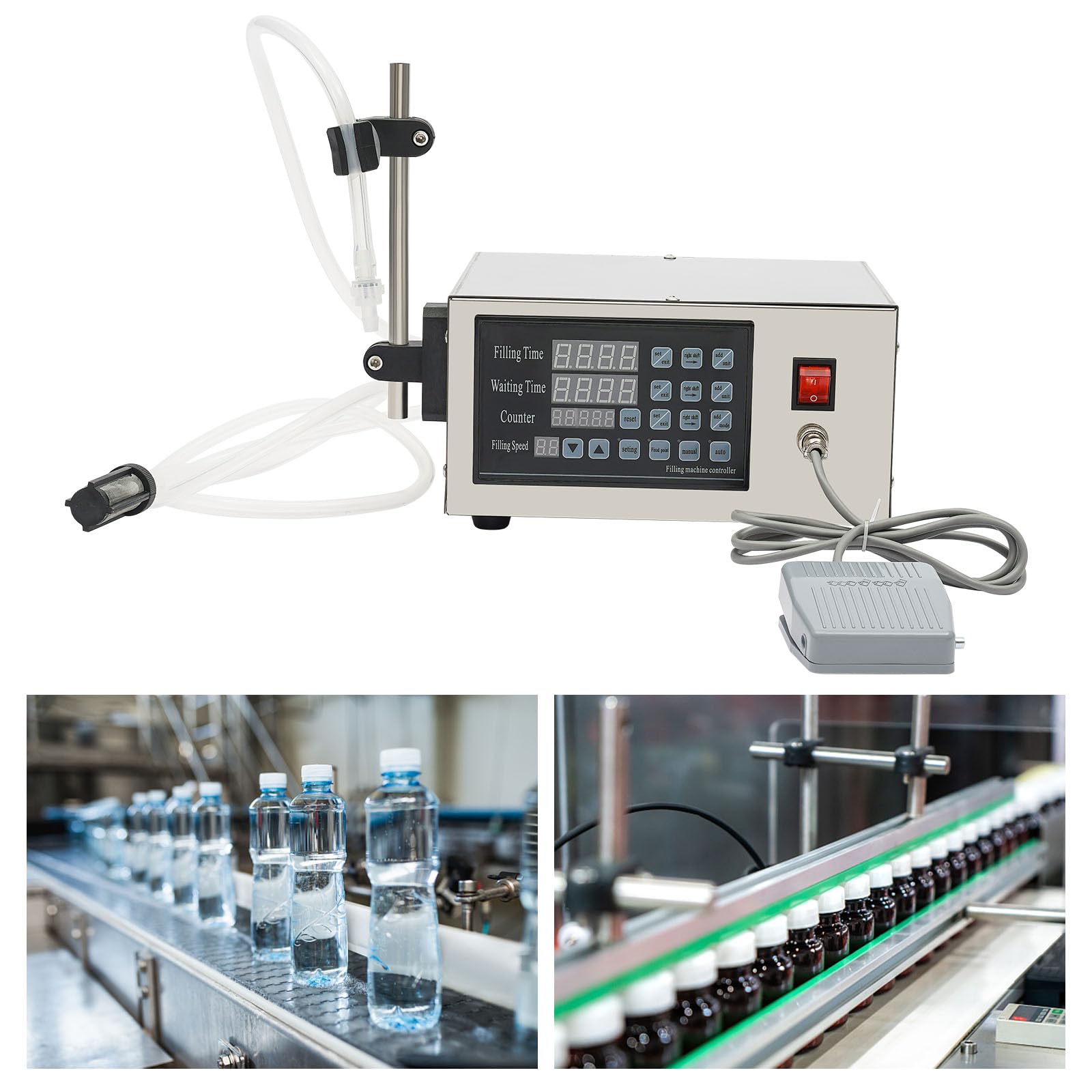 Abfüllmaschine, 50W Flüssigkeitsabfüllmaschine 1 Köpfe Flüssigkeit Abfüllmaschine Füllmaschine Digitale Steuerung 5-3500ml