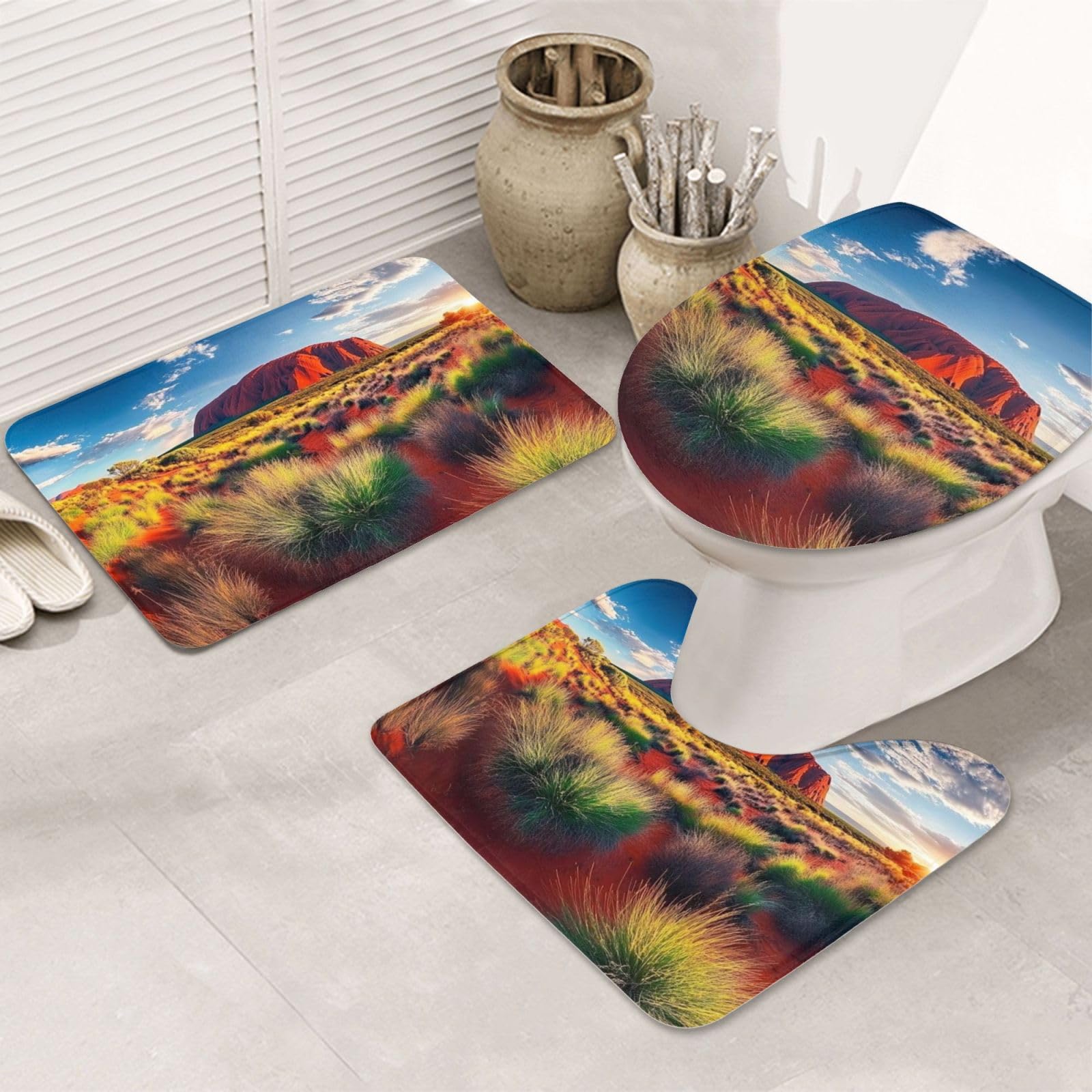 Alfombra de baño de 3 piezas Australia'S Wild Red Rock antideslizante lavable