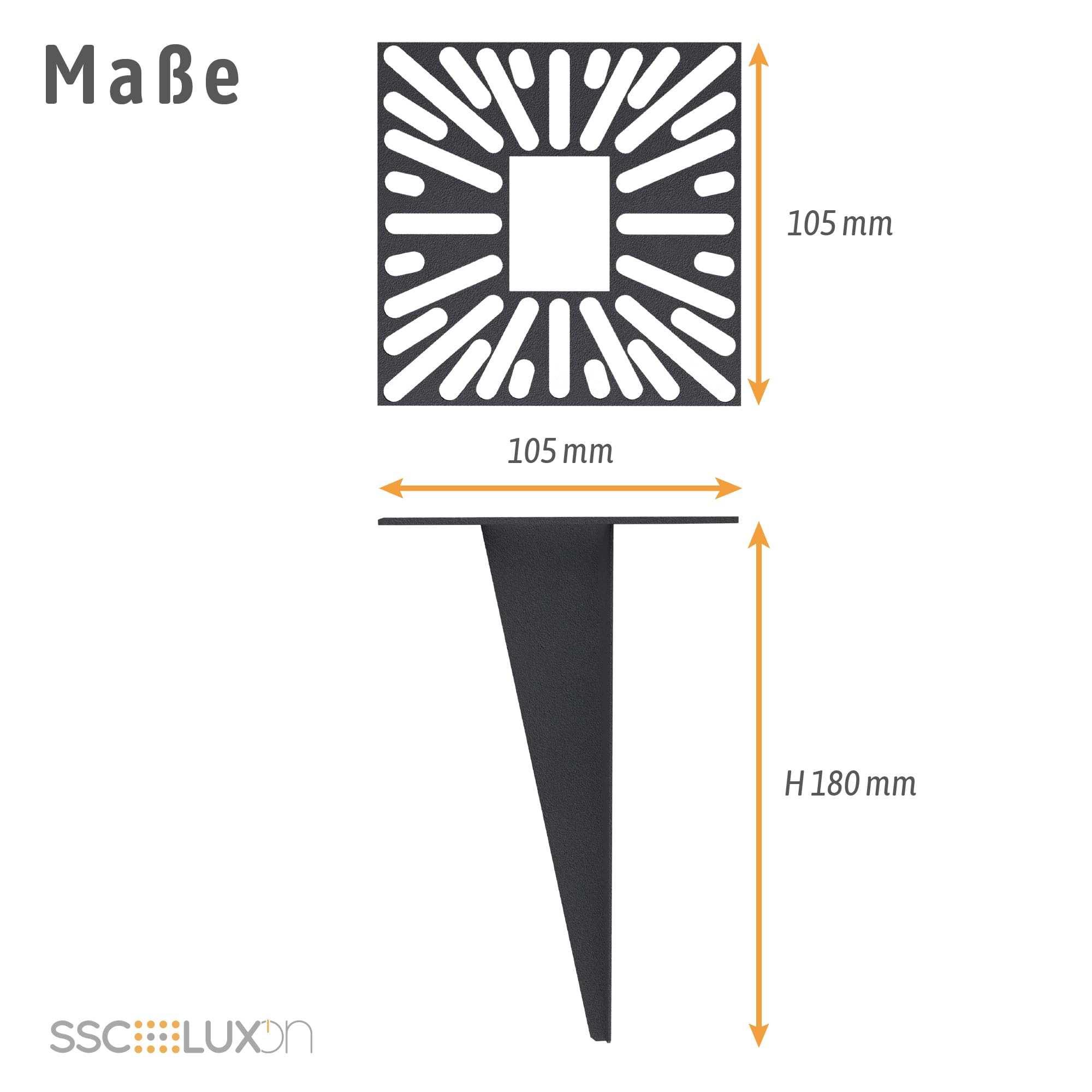 SSC-LUXon HAUKI Erdspieß 4er Set universal schwarz für Gartenleuchten