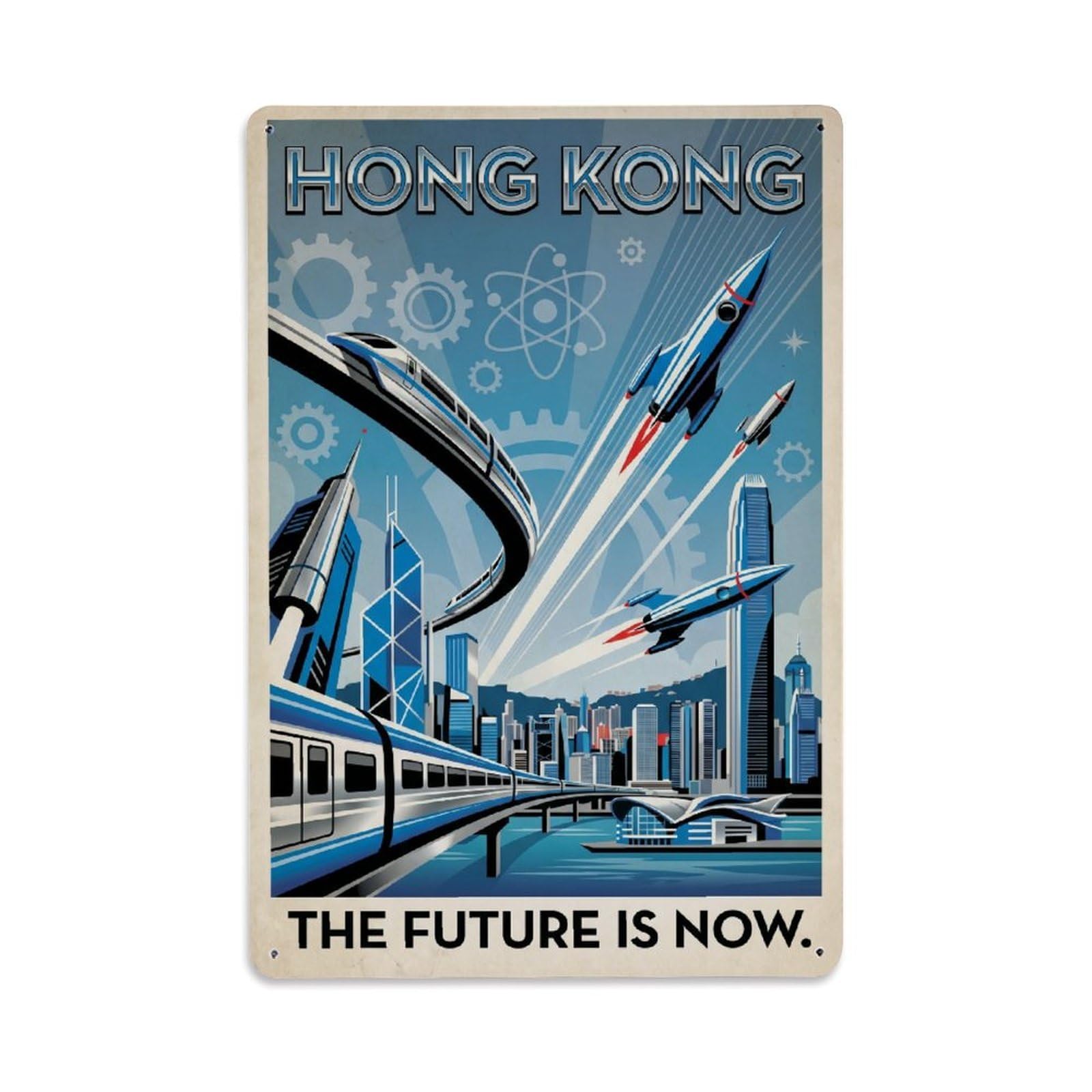 Huiyhb 8X12inch(20X30cm) Vintage Travel Hong Kong Modern Metal Tin Sign