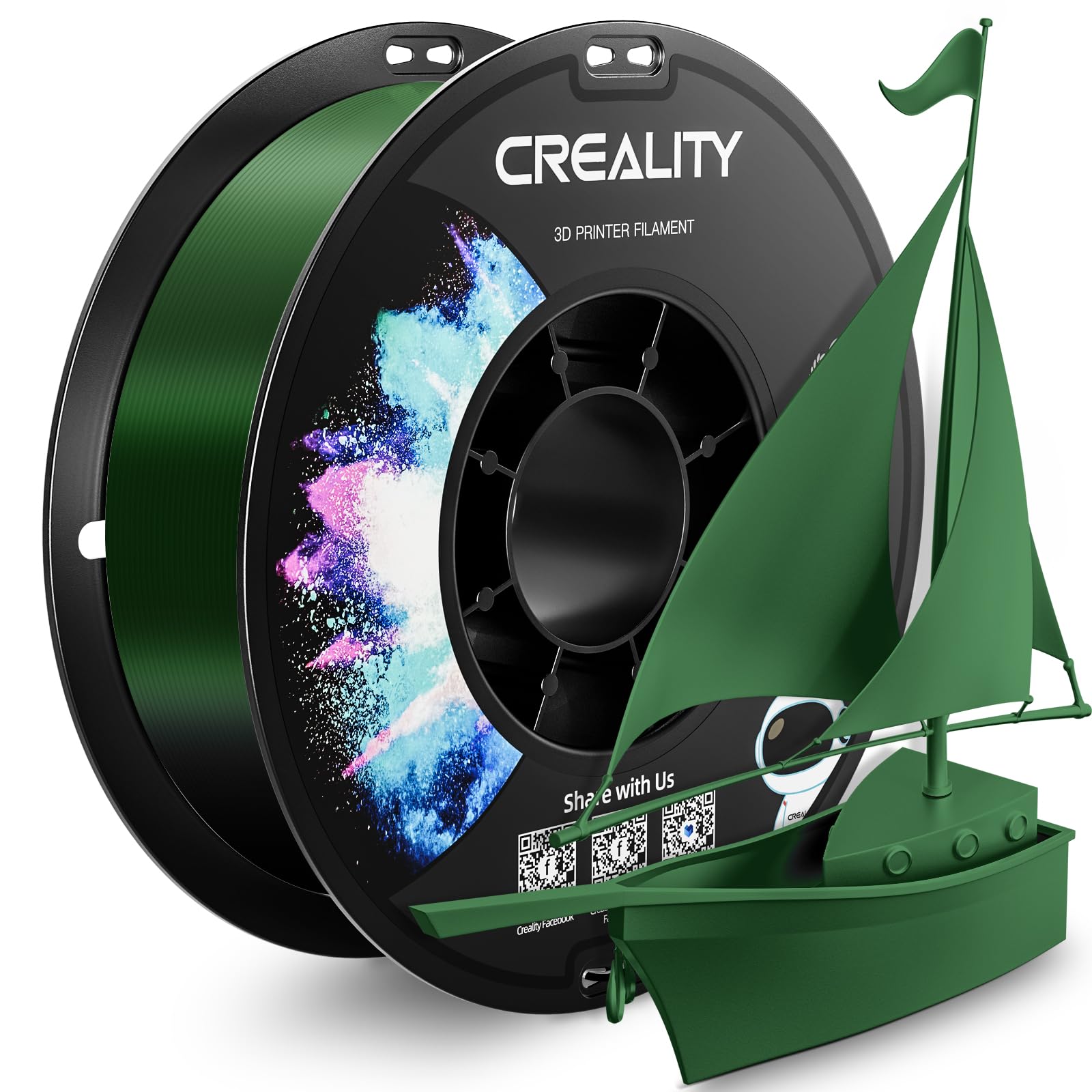 CREALITY PETG Filament 1.75mm 3D Printer Filament, 1kg (2.2lb) Neatly Wound Spool, Dimensional Accuracy ±0.03mm, Fit for Ender, Bambu Lab, Anycubic,ELEGOO FDM Printers, Army Green