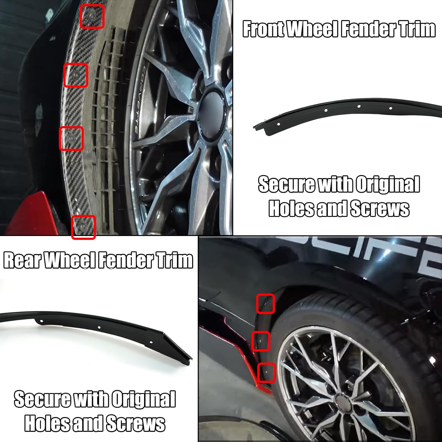 4PCS Front&Rear Wheel Fender Trim for Corvette C8 2020-2025 Stingray/z51/z06 Fender Flares Molding Extension Add On Wheels Arch Guard (Glossy Black)