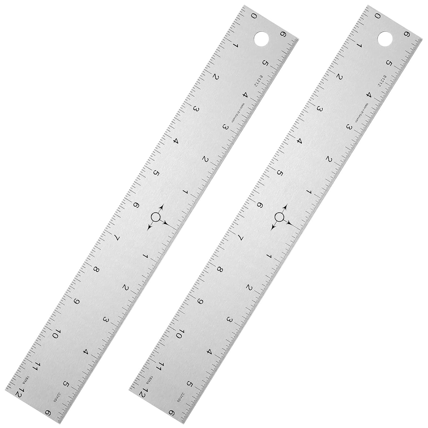 Tellegloww 2 Pack 12 Inch Center Finding Rulers Aluminum Metal Centering Ruler Tool Straight Edge for Woodworking Metal Work Construction and Around the Home