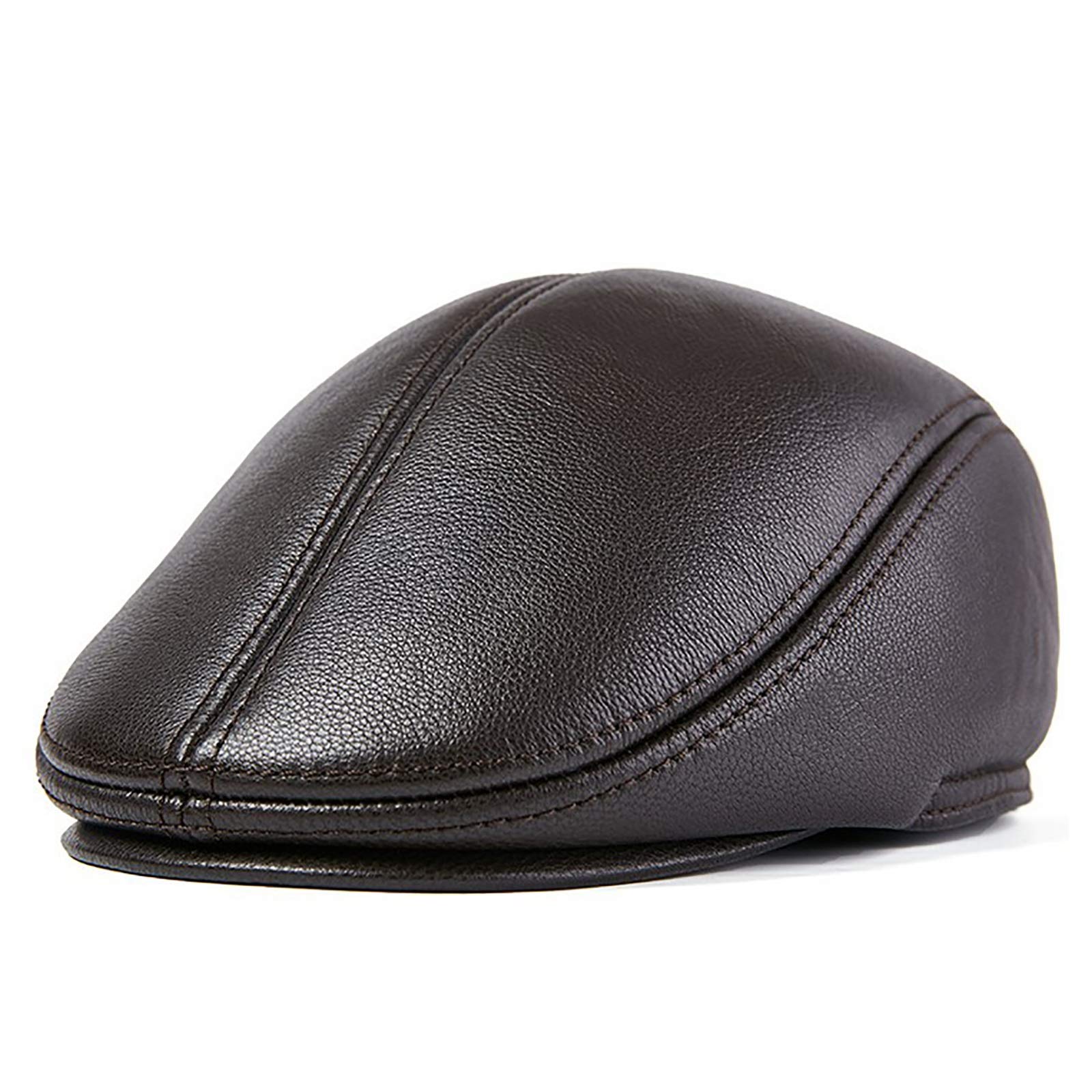G&F Uomini Pelle Berretto Vintage Cappello Golf/Piatto/Strillone Autunno Inverno