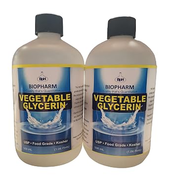 Biopharm Vegetable Glycerin USP Liquid, Food Grade, Kosher, Twin Pack 500 mL 1.06 Pint Each