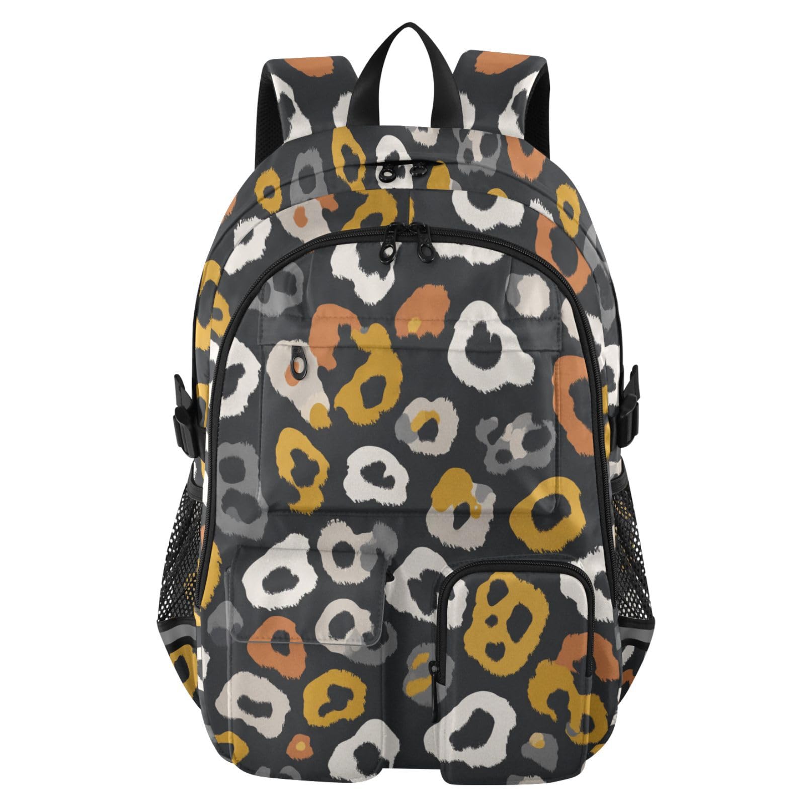 Mochila de viaje grande bolsa de trabajo universitaria con patrón de leopardo gris 8