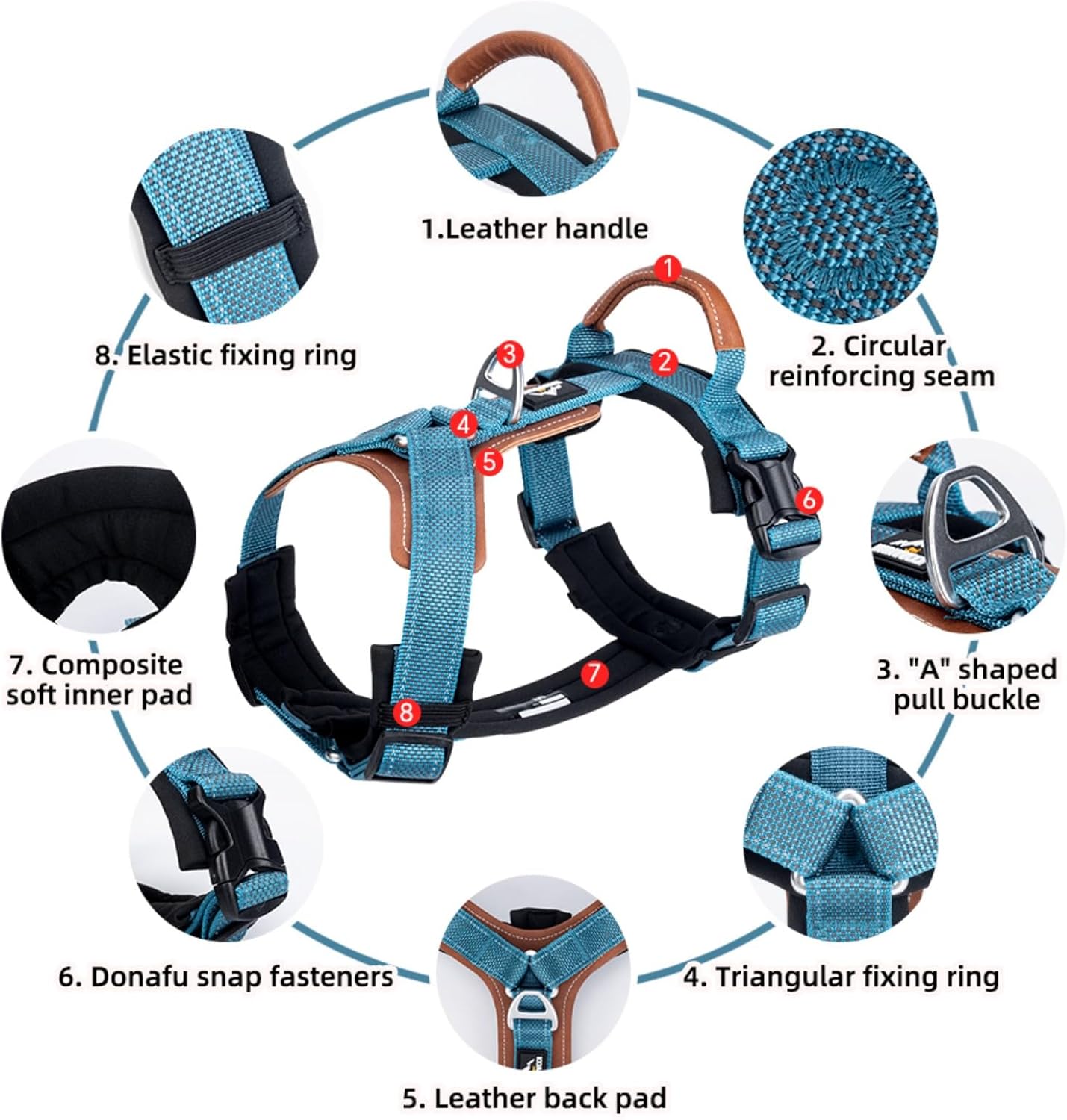 Reflective Dog Harness, Adjustable L-Shape Vest for Small Medium Large Dogs, No Pull Pet Harness for Walking and Training, Enhanced Comfort and Safety (Pack of 1 Blue, S)