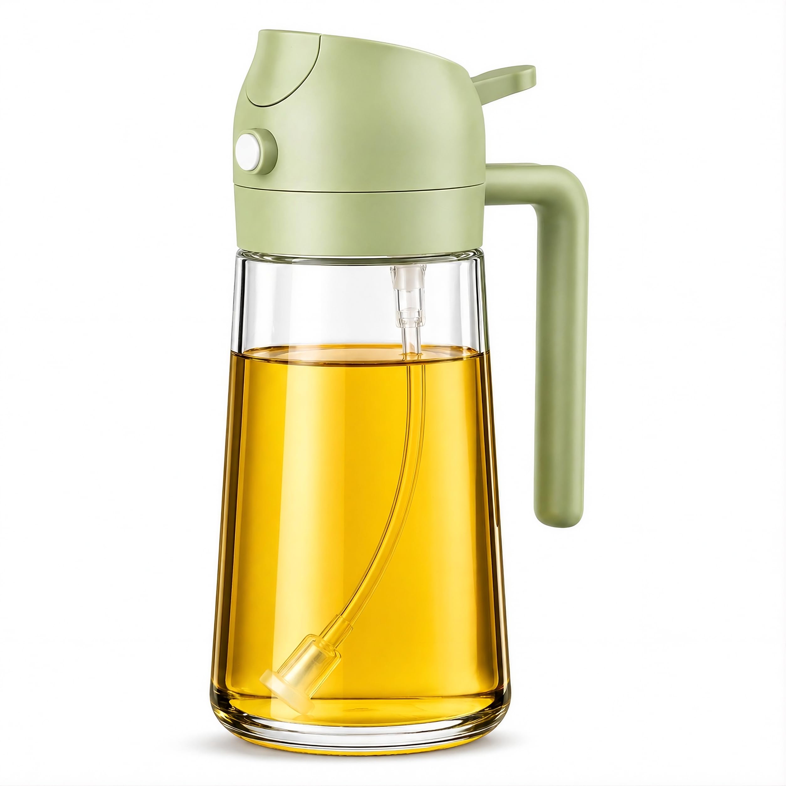 Photo 1 of Olive Oil Sprayer 470ml Glass Bottle, 2-in-1 Oil Dispenser & Fine Mist Spray for Cooking, Air Fryer, Salad, BBQ, Refillable & Leakproof (Green)