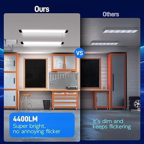 Miniatura 5 de hykolity Luz LED de 5000 K para tienda, 4 pies, luz diurna de 42 W, luces de techo LED para garajes, talleres, sótanos, colgantes o empotrados,