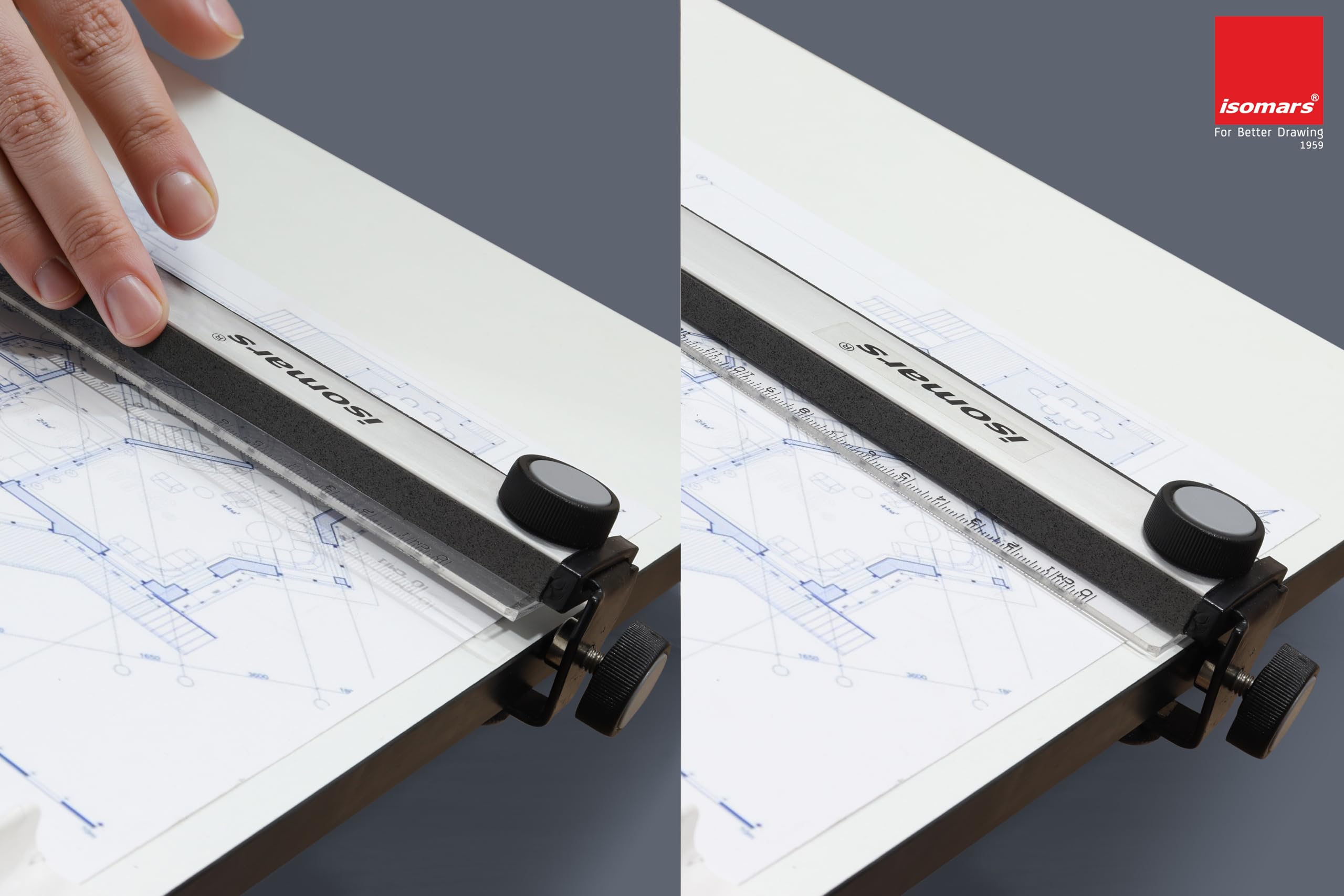 Isomars Melamine Drawing Board - Table Model with Parallel Motion - A2 Size- 18.5" x 25.5" | Ideal for Architects, Engineers, Designers & Artists Students and Professionals (A2 with Ruler) — Amazon image 7