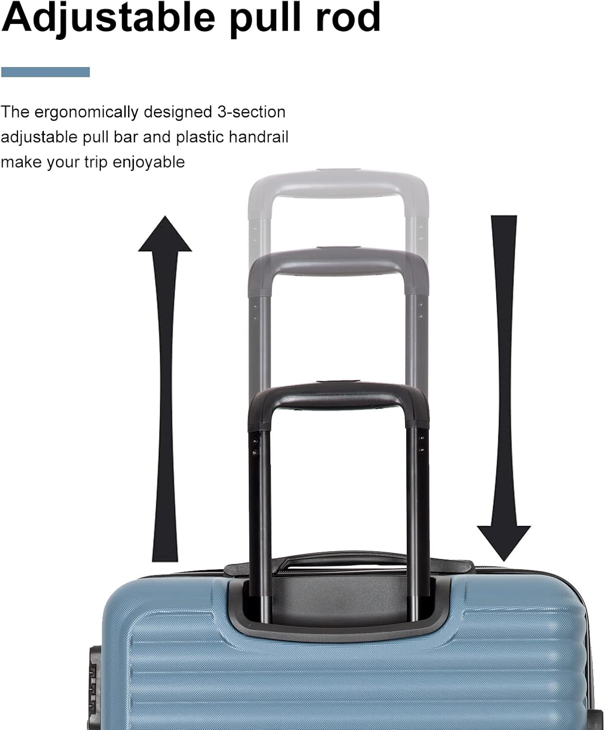 Travelhouse Amalodie Hardshell Upright Spinner Wheel Suitcase Set PP ABS, Lightweight Checked Carry-On Luggage 3-Piece Set with Spinner Wheels TSA Locks 20" 24" 28" (Jet blue)