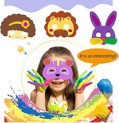 Miniatura 2 de 32 máscaras de animales de bricolaje para safari, selva, temática de animales, recuerdos de fiesta de cumpleaños, escuela, colorear, actividades de