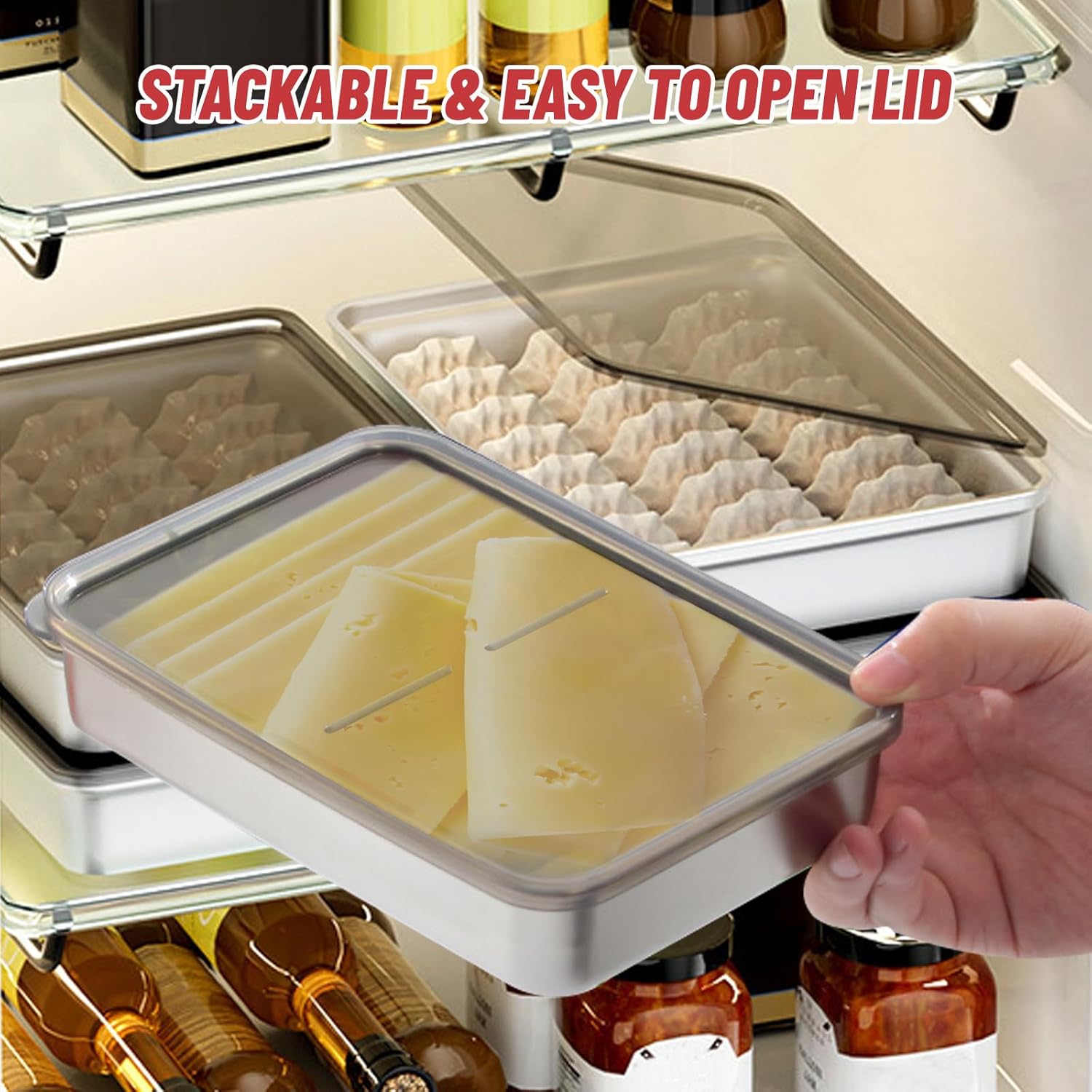 [LHYTFPGYL] 2 Pcs Bacon Container for Refrigerator,Stainless Steel