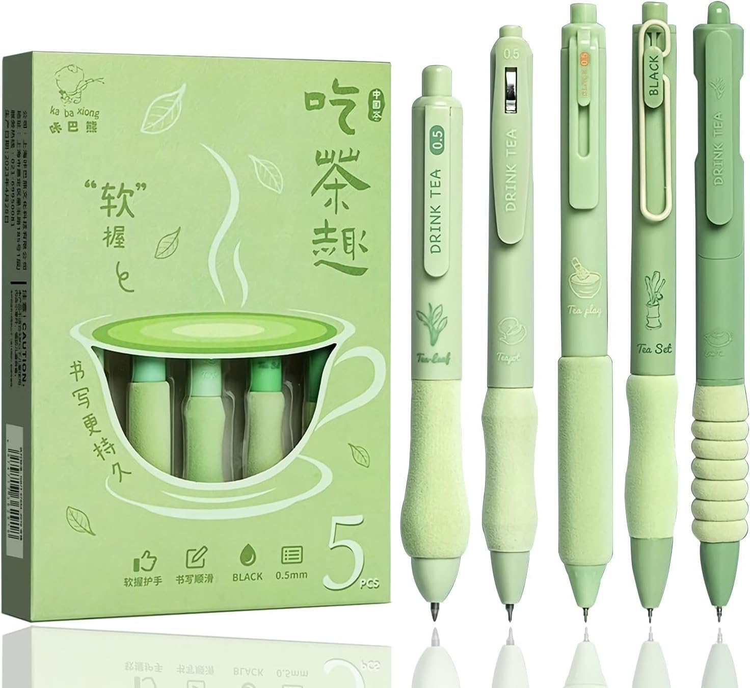 SAMVARDHAN 0.5mm Gel Pens Retractable Quick Dry Ink Fine Point Smooth Writing Pens for School Office Supplies (Pack of 5) (Green Tea)