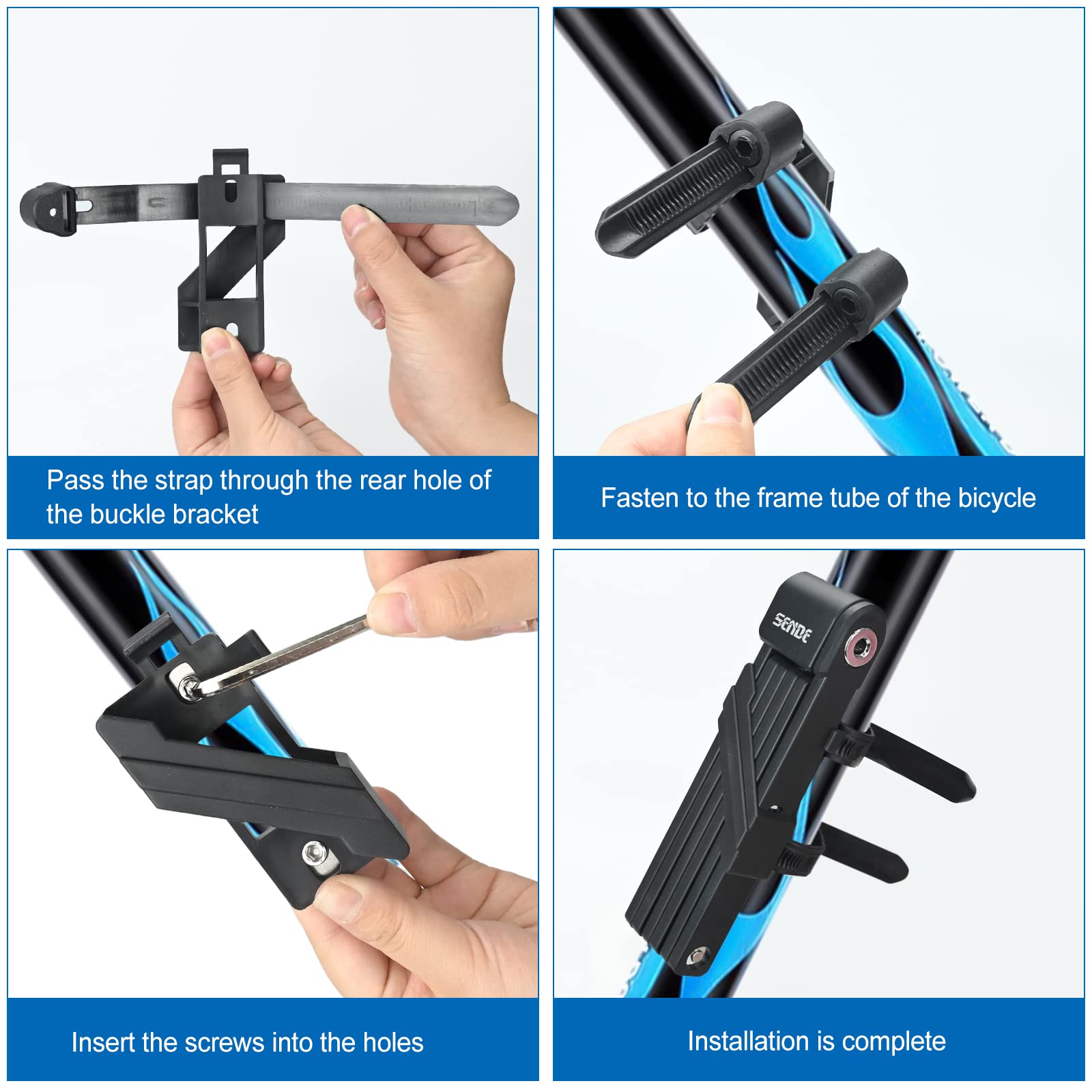 Lucchetto Bici Pieghevole - Acciaio Temprato, 6 Articolazioni, 75 Cm, Con Supporto