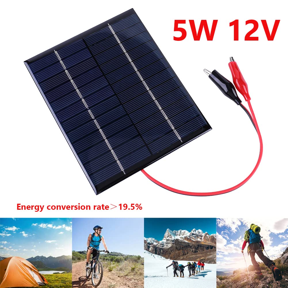 Wasserdichte 5W 12V Solarpanel Outdoor tragbar DIY Solar Ladegerät Polysilizium Epoxy Panel 136x110MM Solarladegerät für 9-12V Batterieladung (1Pc)