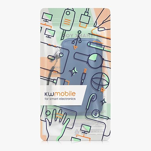 Miniatura 7 de kwmobile Bolsa de neopreno para teléfono tamaño XL - 6.76.8 pulgadas - Funda universal para celular con cremallera, correa para la muñeca - Azul