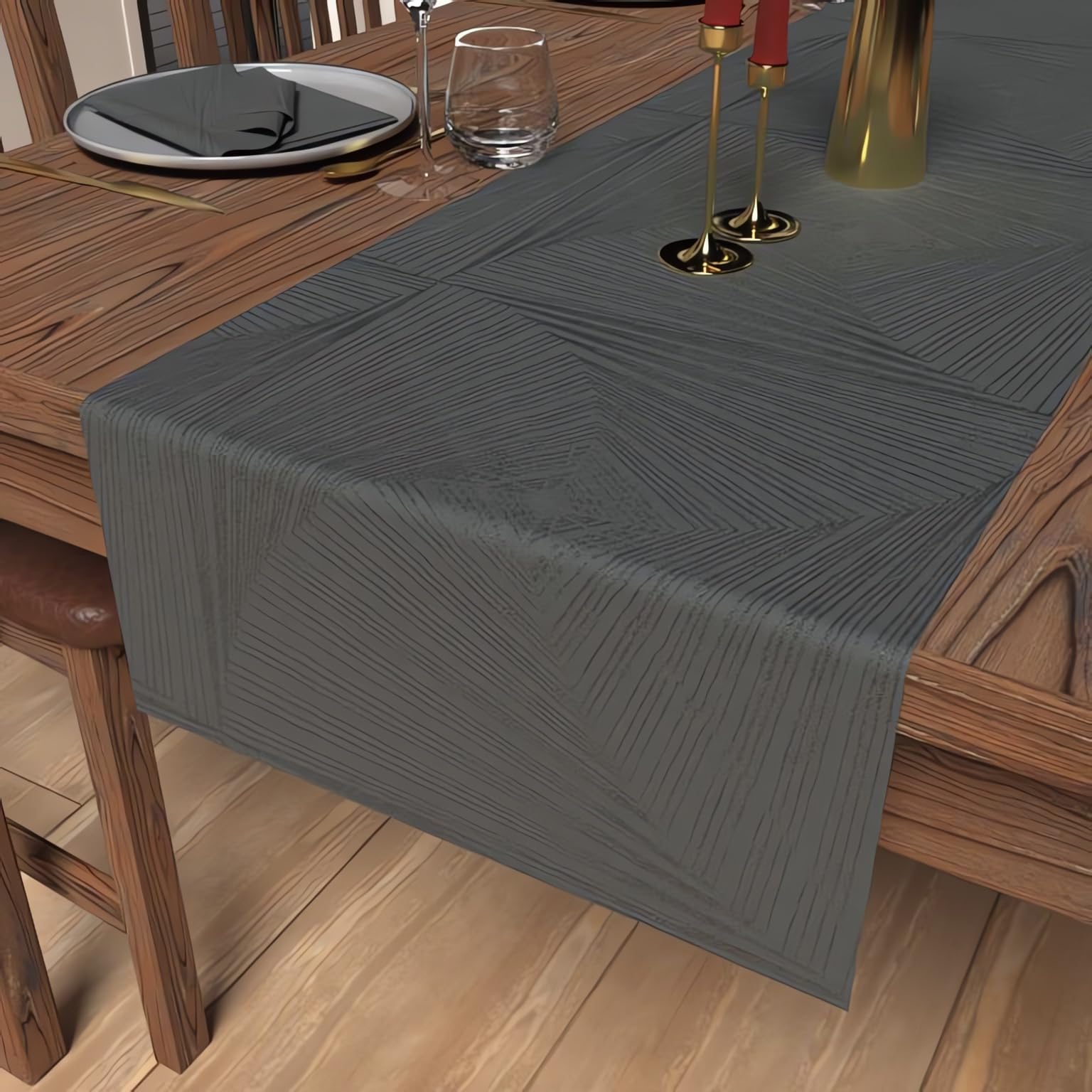 Soleil d'ocre, Luxury Table Runner 40 x 180 cm Grey
