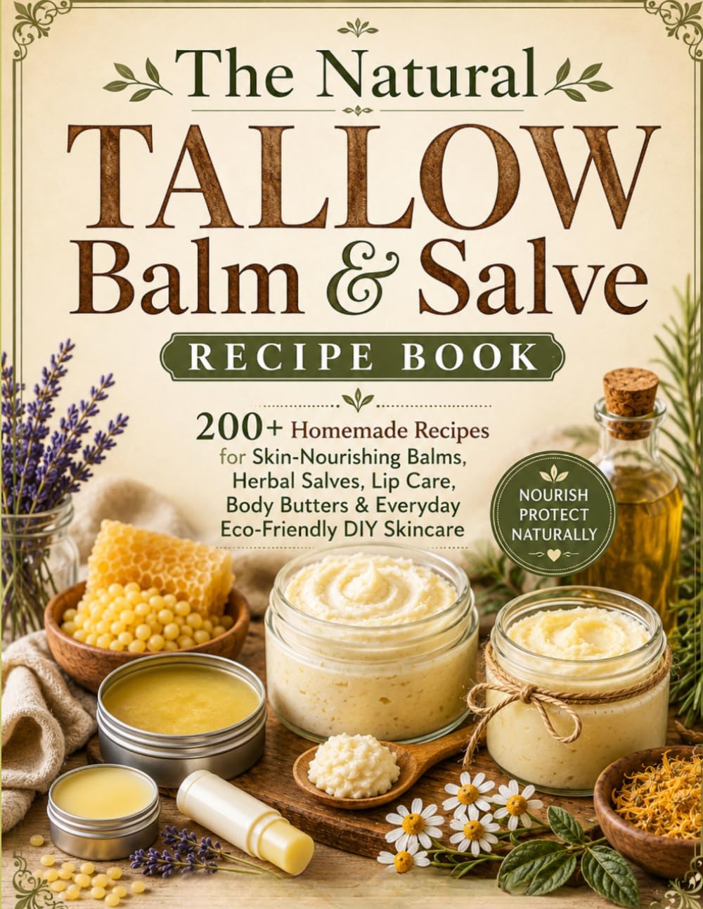 The Natural Tallow Balm & Salve Recipe Book: 200+ Homemade Recipes for Skin-Nourishing Balms, Herbal Salves, Lip Care, Body Butters & Everyday Eco-Friendly DIY Skincare