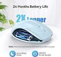 Vista 6 de TECKNET - Mouse inalámbrico y ergonómico de 2.4 GHz, mouse óptico para computadora, PC, Chromebook, Notebook, 6 botones, vida de batería de 24 azul