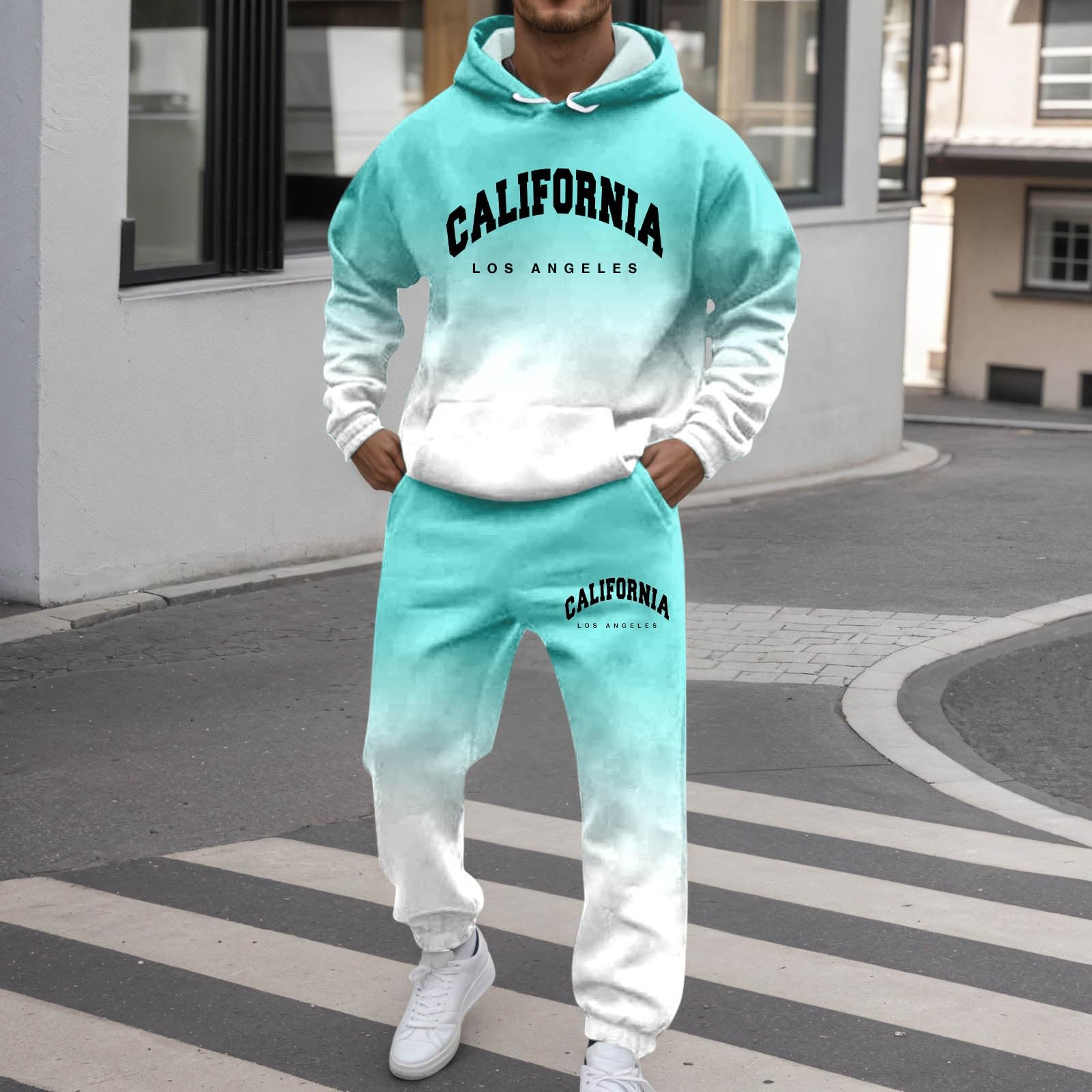 Tuta Uomo Completa Sportivo Ginnastica Fitness Tute Completa 2 Pezzi Palestra Felpa e Pantaloni Jogging Set Larghi Completo Completi
