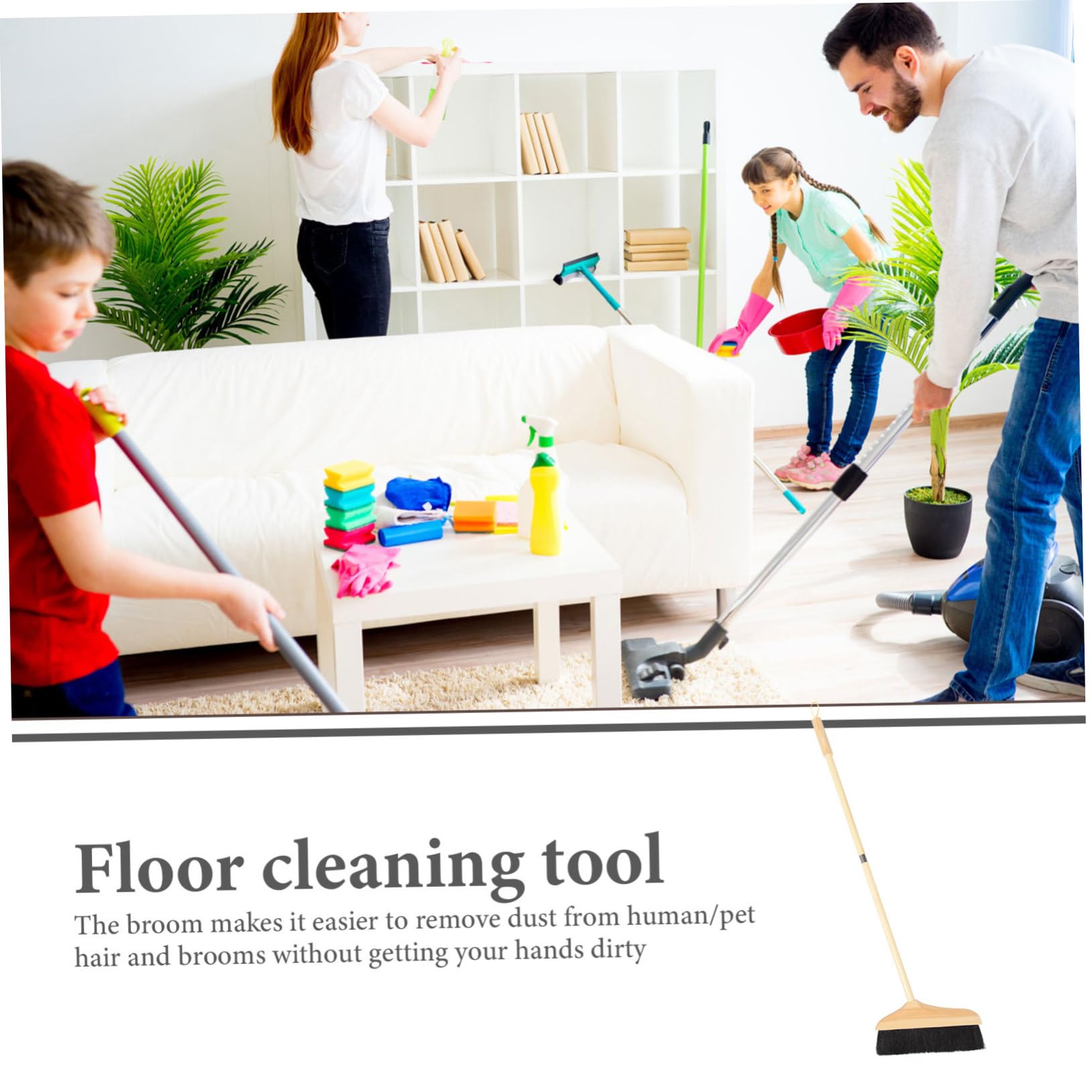 DOITOOL Scopa a Manico lungo Pavimenti in Legno e Ufficio, Plastico