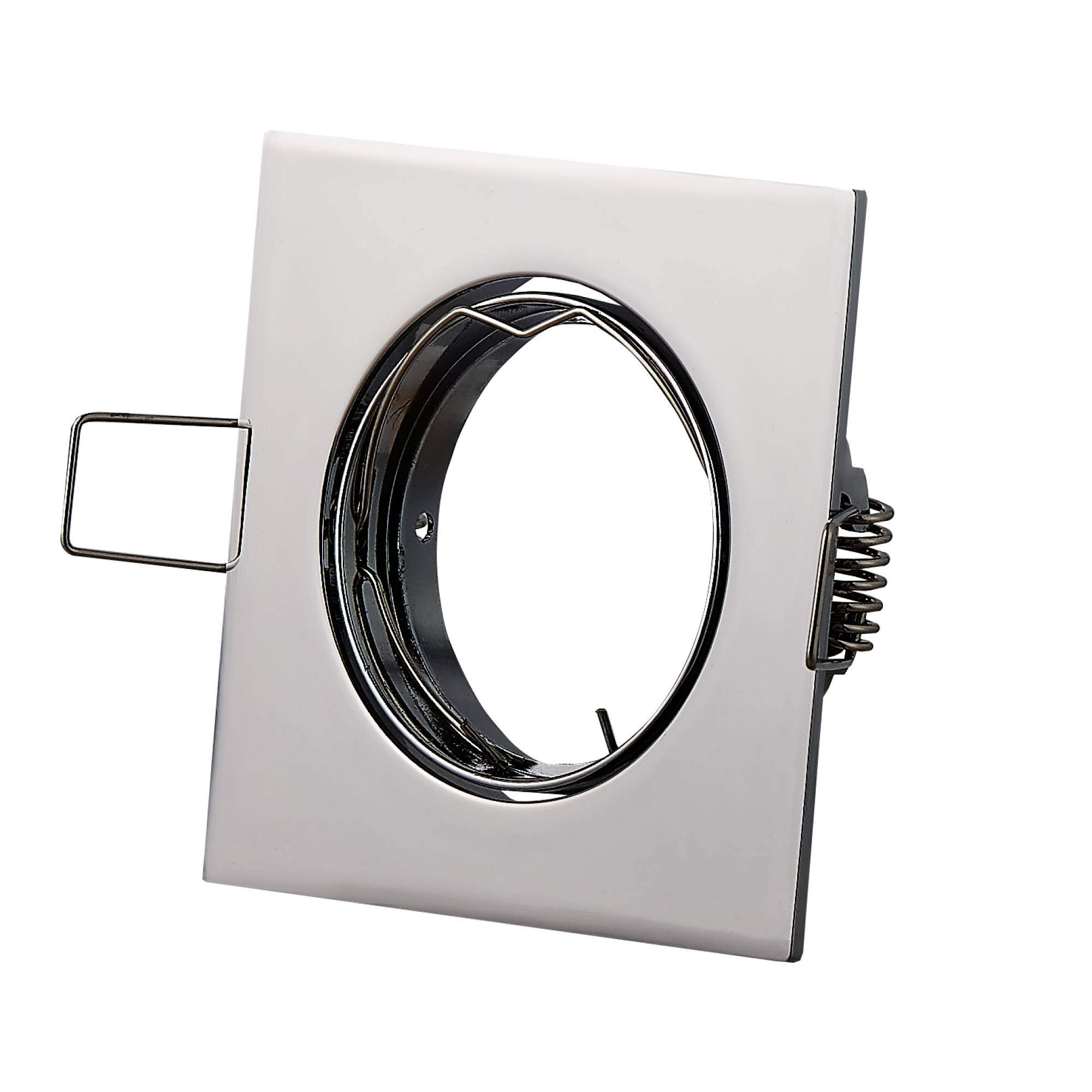 6 focos empotrables LED cromados cuadrados 9 W, blanco neutro 230 V plano – Foco empotrable GU10 orientable – Montaje por perforación 75 mm – Focos para techos – focos