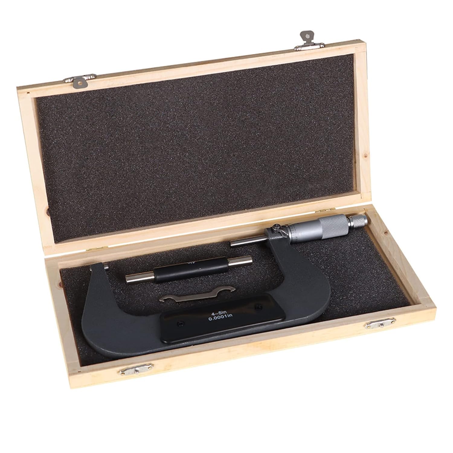 4-5 Inch Outside Micrometer 0.0001 Inch Precision Carbide Tip for Precision Measurement Work with Box