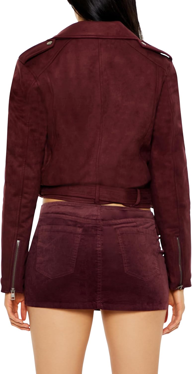 Forever 21 womens Faux Suede Cropped Moto Jacket - Image 5