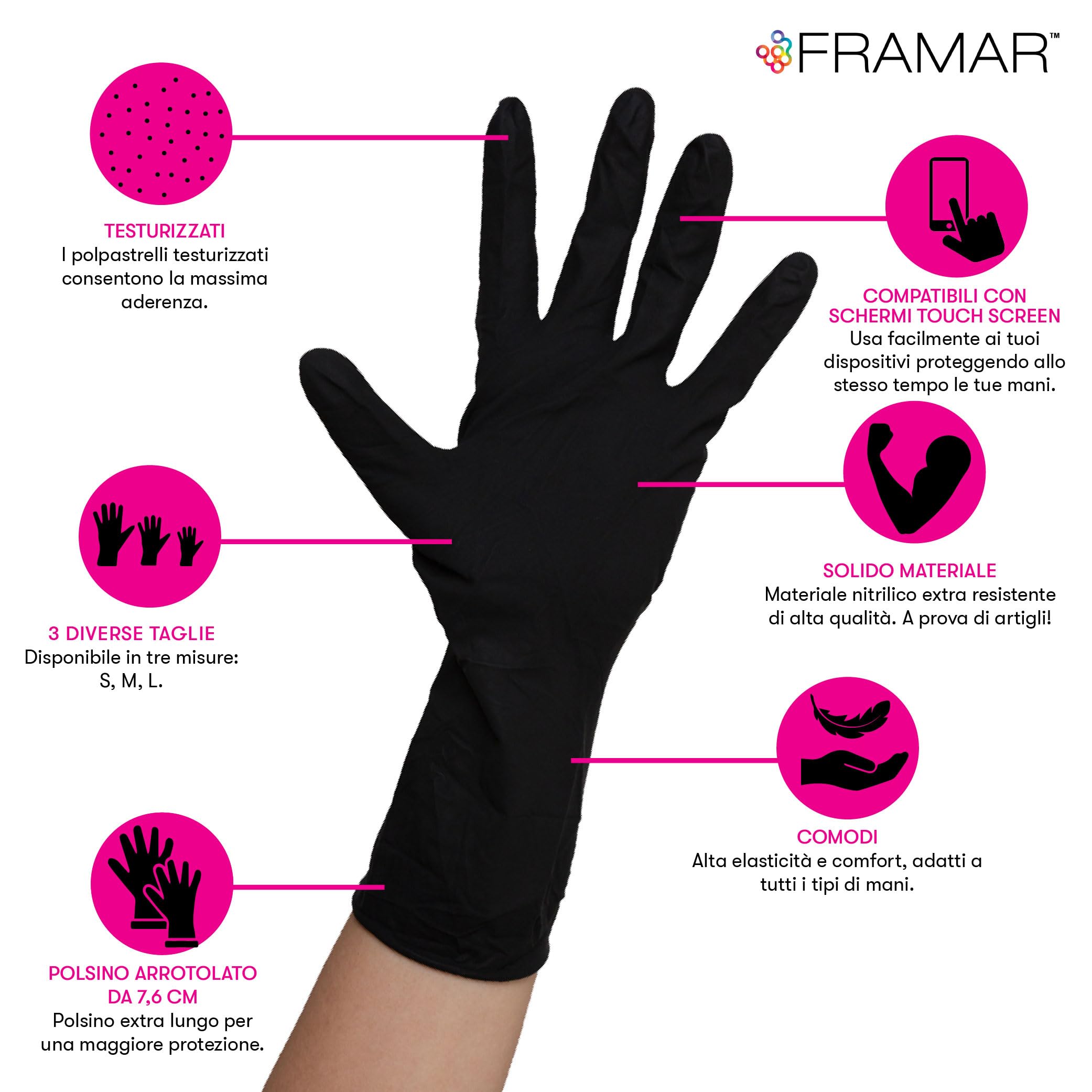 Guanti In Nitrile Neri Monouso - Confezione Da 100 - Taglia Media - Senza Lattice - Per Meccanica, Pulizie E Giardinaggio - Foto 4