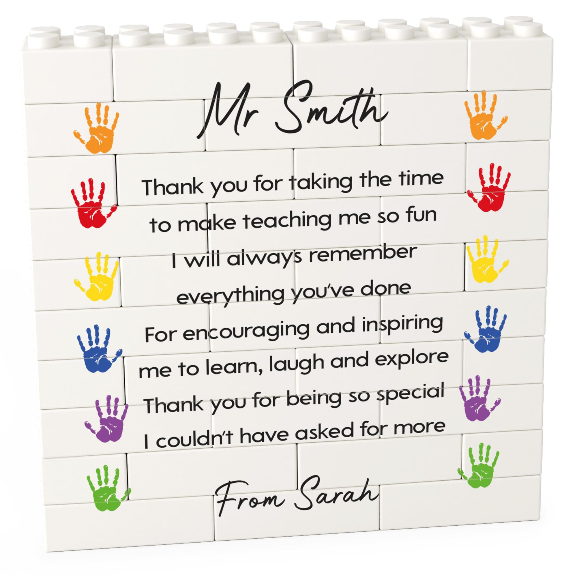Beecreative Personalised End Of Year Gifts For Teachers - Custom Building Block Puzzle Set - Leaving School Gifts For Teachers