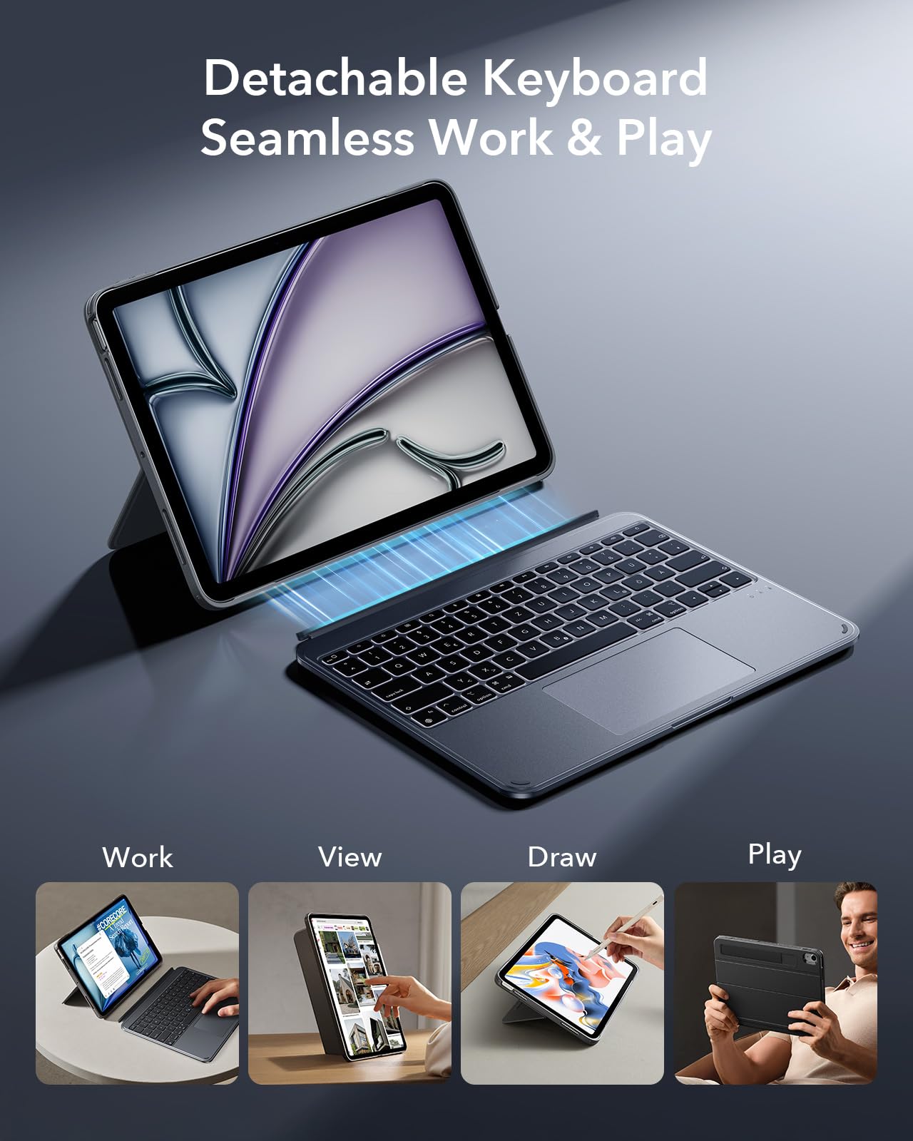 ESR für iPad Air 13 Zoll M4/M3/M2 2 Stück Panzerglas und Tastatur Hülle
