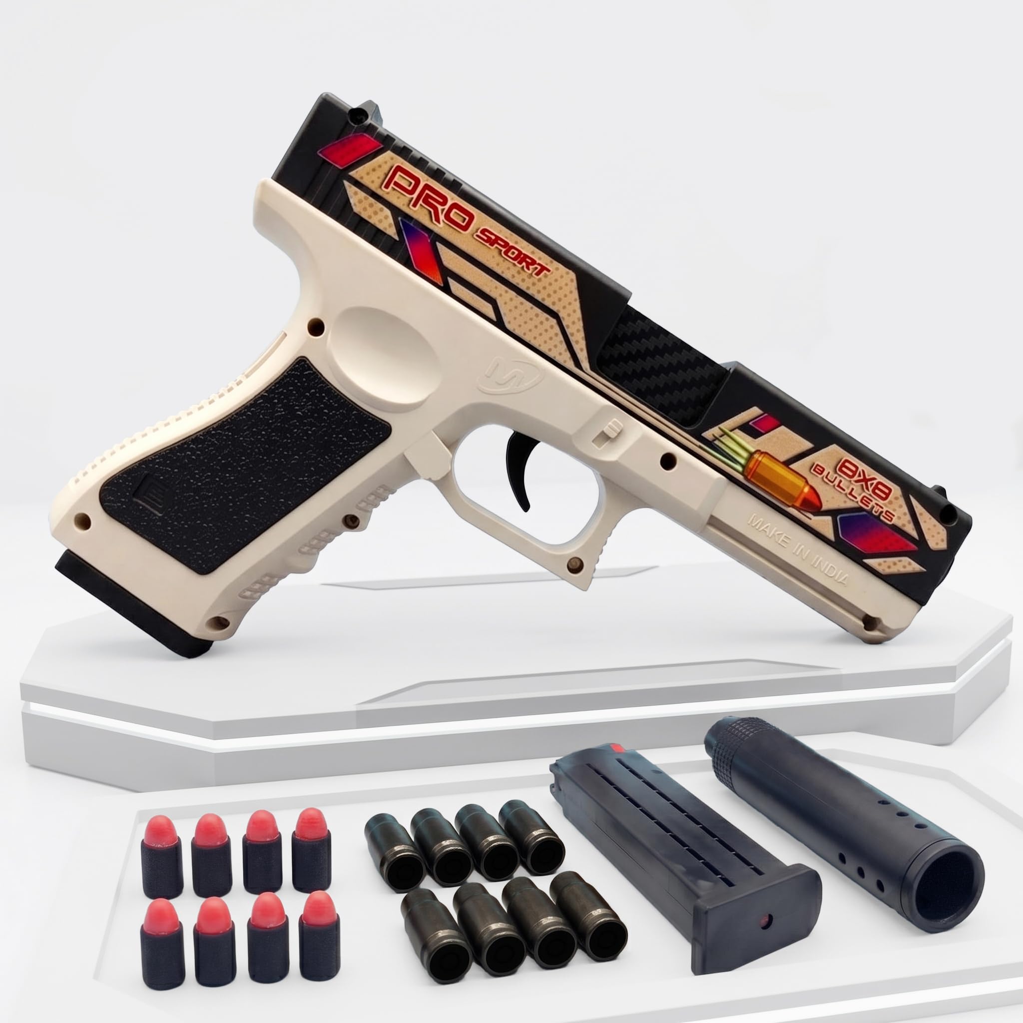 GEX TOYS Soft Bullet Blaster: Safe Foam Dart Toy Gun with Shell