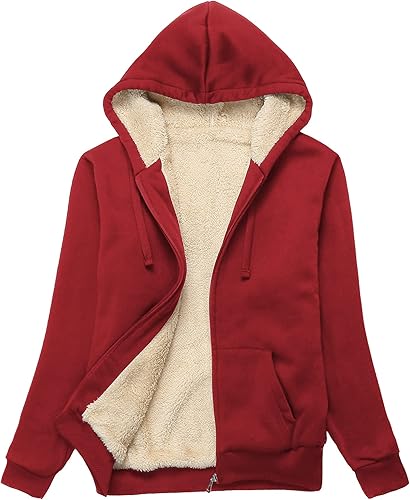 SWISSWELL Sudaderas con capucha para mujer, forro polar de invierno, con cremallera completa, forro de sherpa grueso