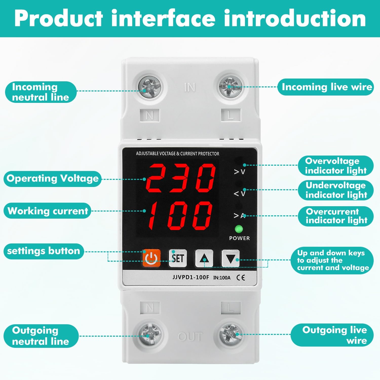 Stabilizzatore Tensione AC230V - Protezione Sovratensione E Sottotensione 63A - Foto 3