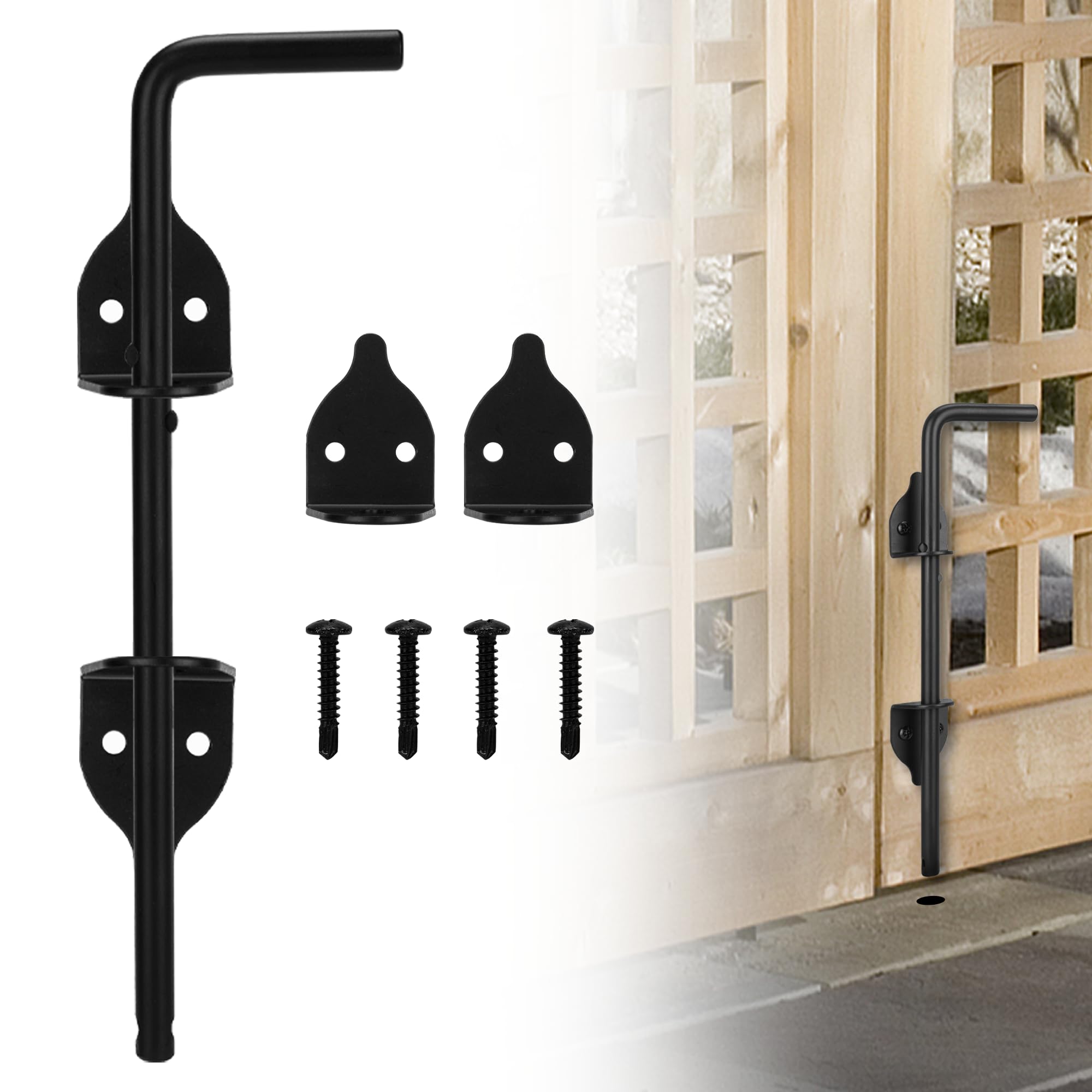 12" Heavy Duty Cane Bolt Gate Drop Rod for Vinyl Gate Latch, Cane Bolts for Gates for Wood PVC Vinyl Metal Fences Gates-1 Pack