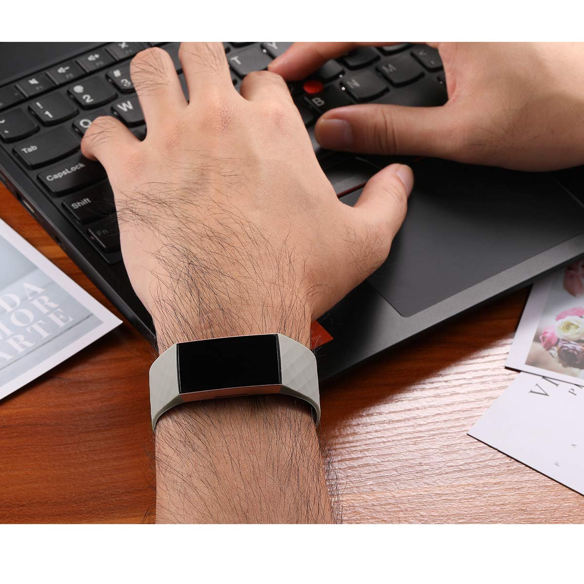 GEAK Strap Compatible for Fitbit Charge 3/4, Adjustable Classic Replacement Wristband, Activity Tracker for Women Men Small Grey - Image 3
