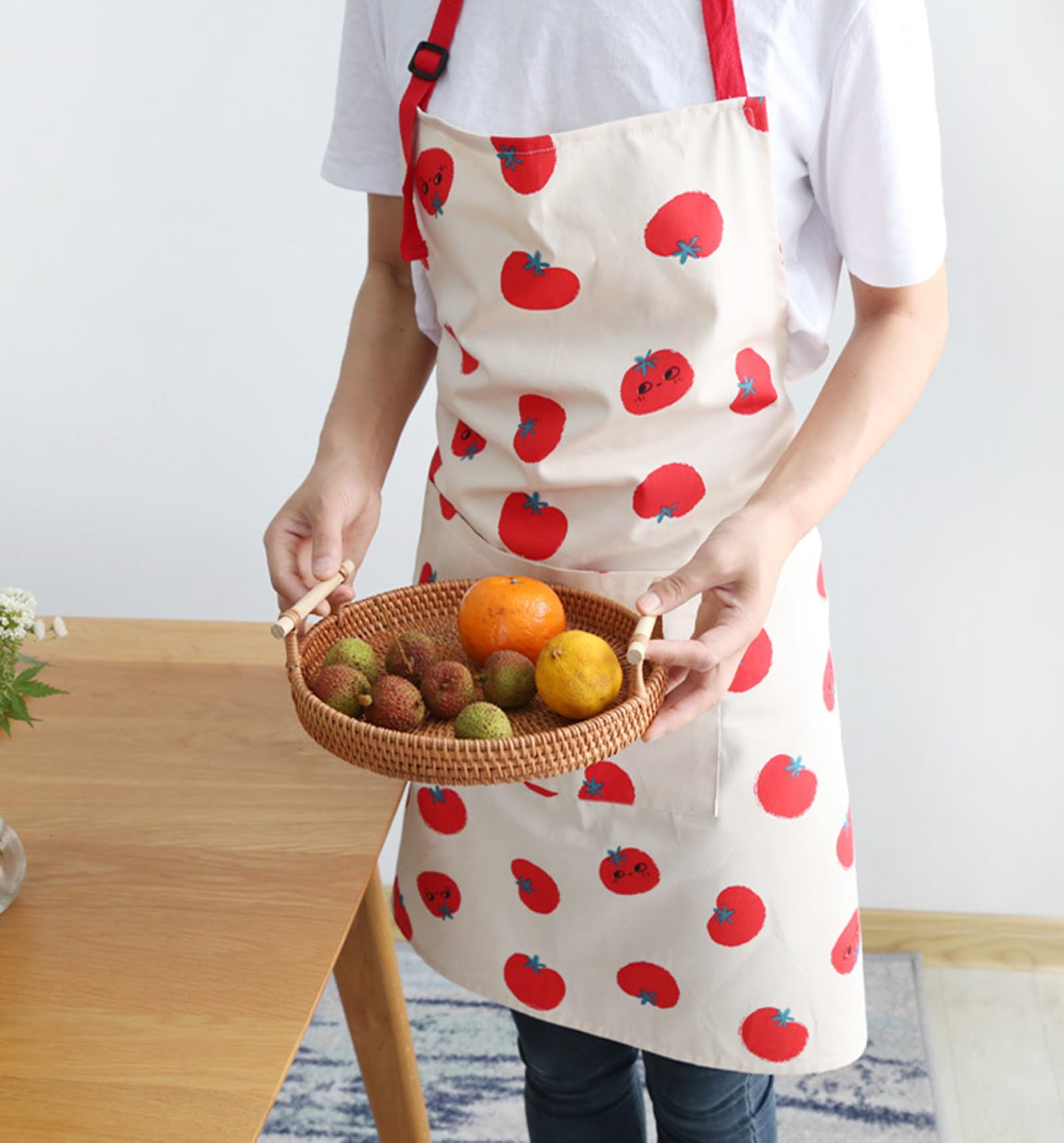 Tabliers Assortis Pour Enfants Et Adultes — Jolis Tabliers De Cuisine Maman Et Moi à Motif Tomates, RéGlables Et Avec Poche