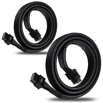 YEZriler 8 Pin PCIe Cable for EVGA Power Supply 2-Pack - 8 to 8 6+2 Male PCI Express Power Adapter, Sleeved 25-inch 63cm