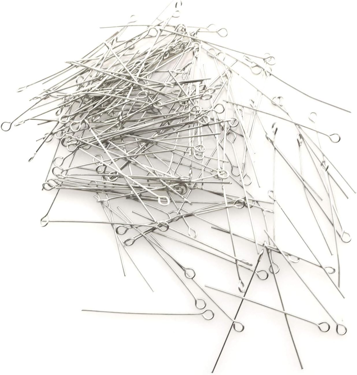 Eye Pin 200PCS 1.6inch/40mm 304 Stainless Steel Open Eyepins Headpins for Jewelry Necklace Making