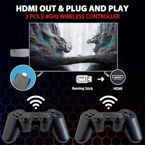 Miniatura 9 de Barra de consola de juegos retro inalámbrica integrada con más de 20000 juegos clásicos, salida HDMI 4K Nostalgia Plug & Play Retro Video Gaming