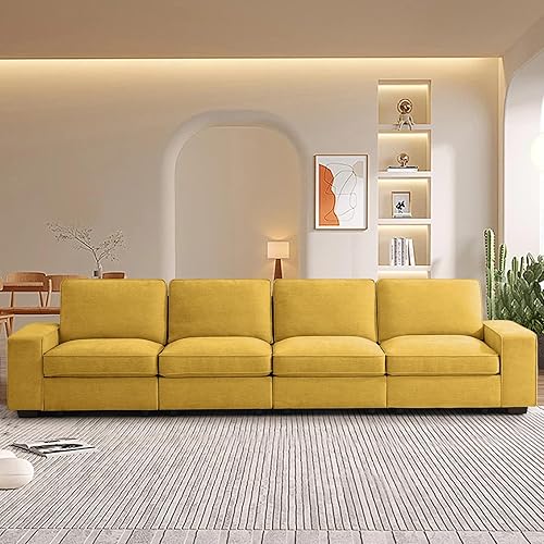 Miniatura 37 de TEKAMON Sofá Modular de 100" con Almacenamiento en los Asientos, Cómodo Sofá de Tela Chenilla de 3 Plazas para Sala de Estar, Oficina, Apartamento