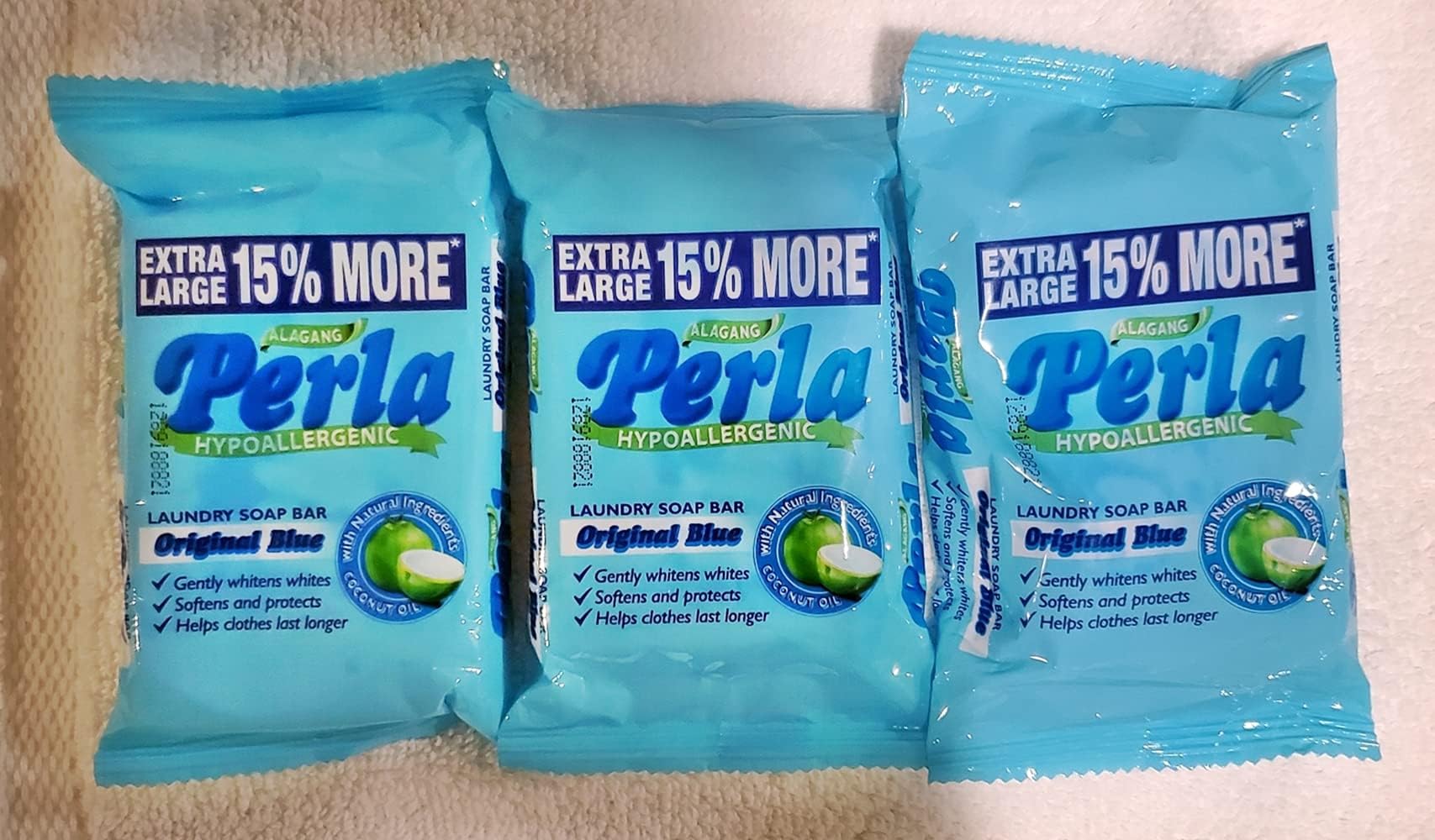 PERLA Original Blue Laundry Bar Soap, 110 grams (3