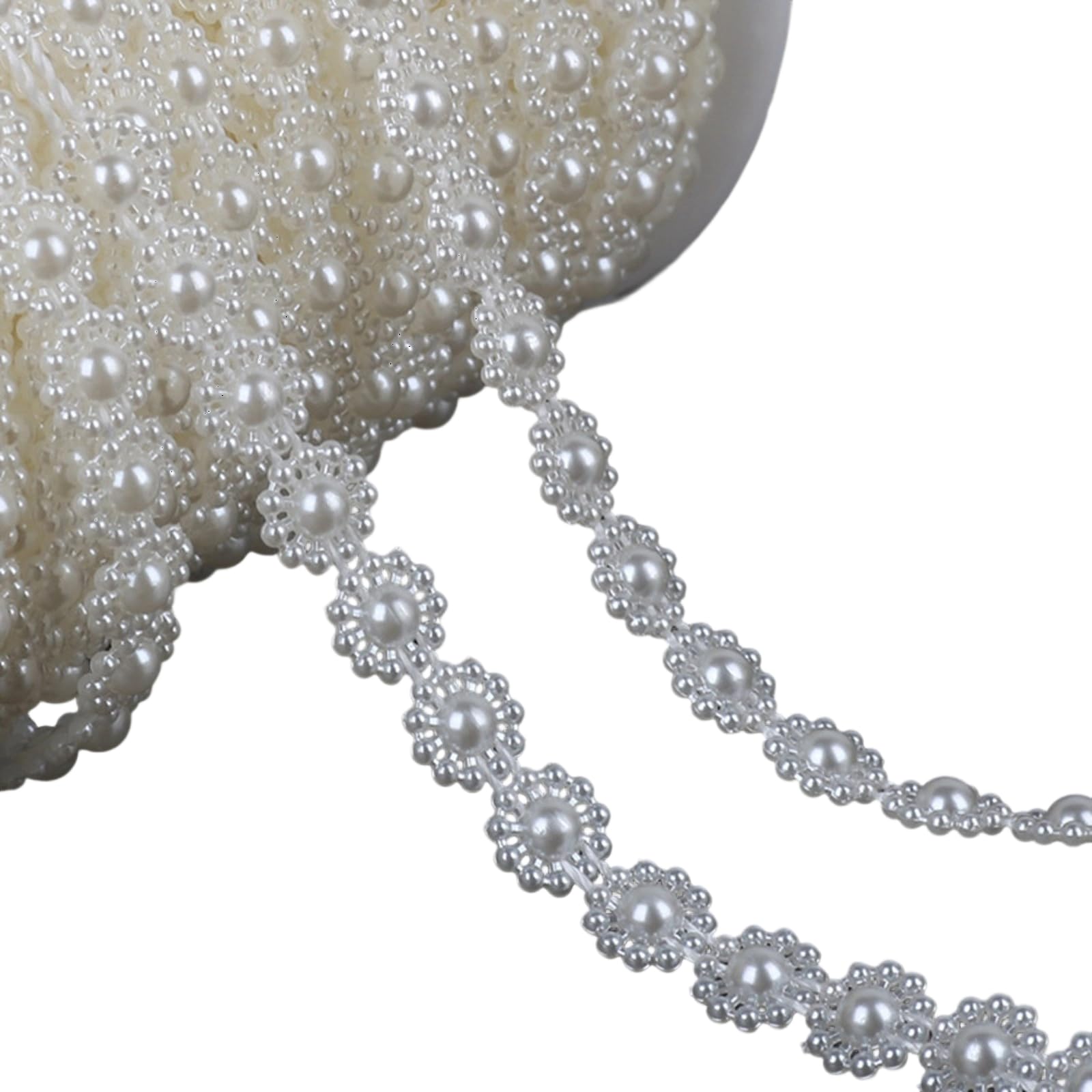 NEWFT Artificial Pearls Beads String Chain for Art Craft Imitation Pearls String Beads for Bouquets Wedding Decoration Bridals Bouquets