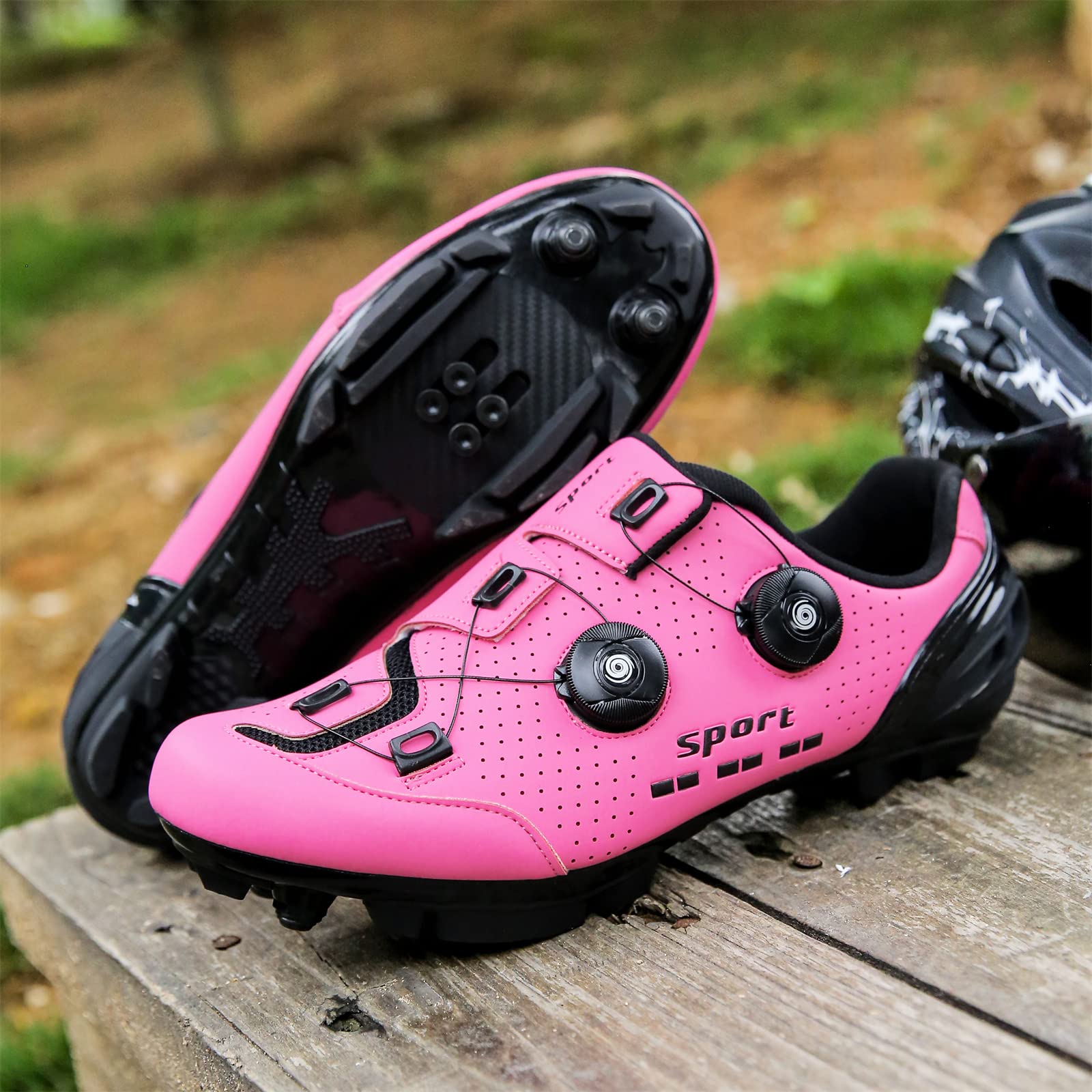 Zapatillas de Ciclismo Mujer Bicicleta Montaña Carretera Compatibles Calas Giratorias Cerradas Ligeras