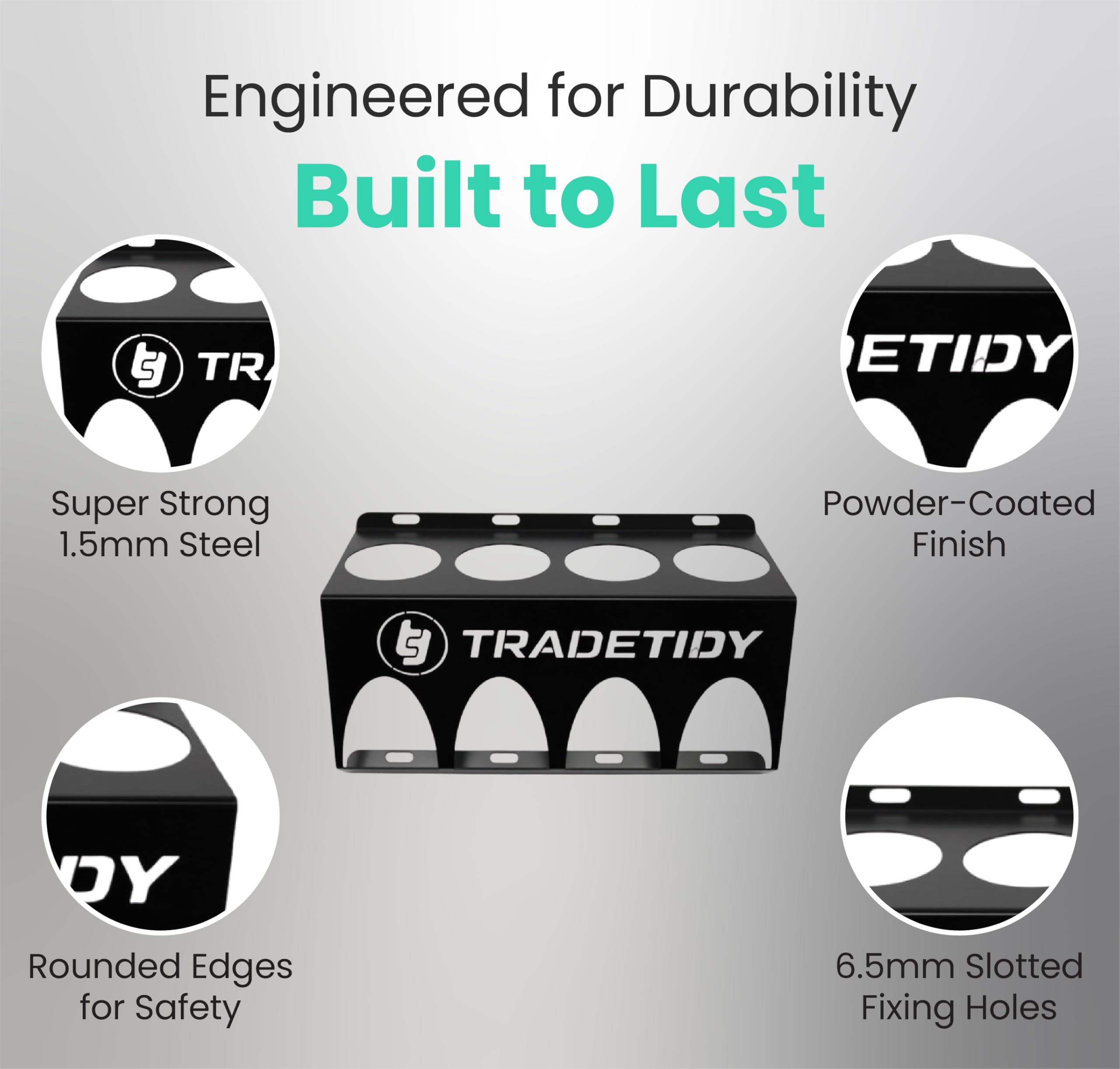 Tradetidy Supporto per bombolette spray, ideale per furgoni, garage, officine, realizzato in acciaio (nero)