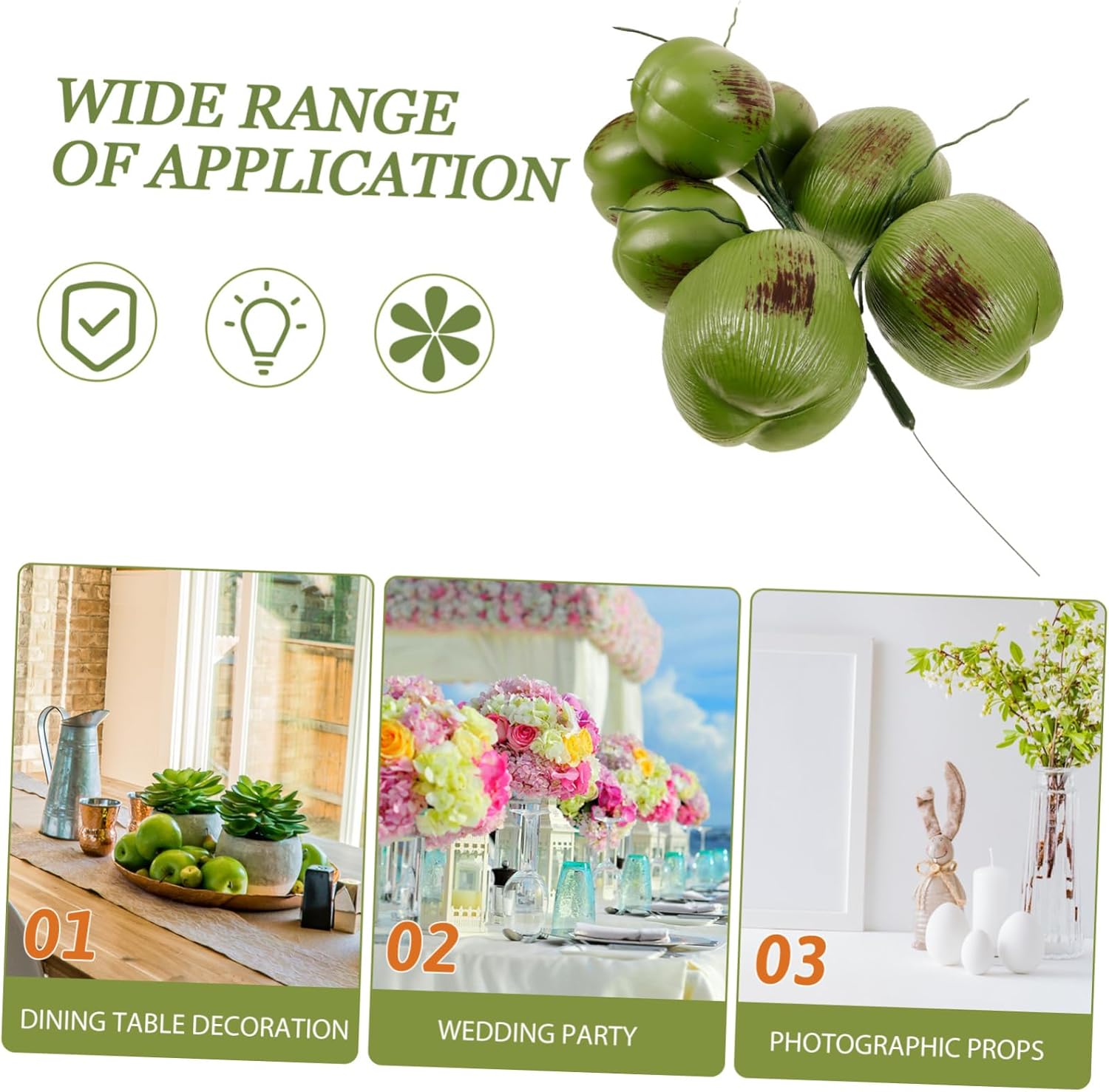 STOBAZA High Simulation Plastic Coconuts Wedding Decorations Imitation Coconuts Model Fruit Model Prop Ornament Decorative Fruit for Party