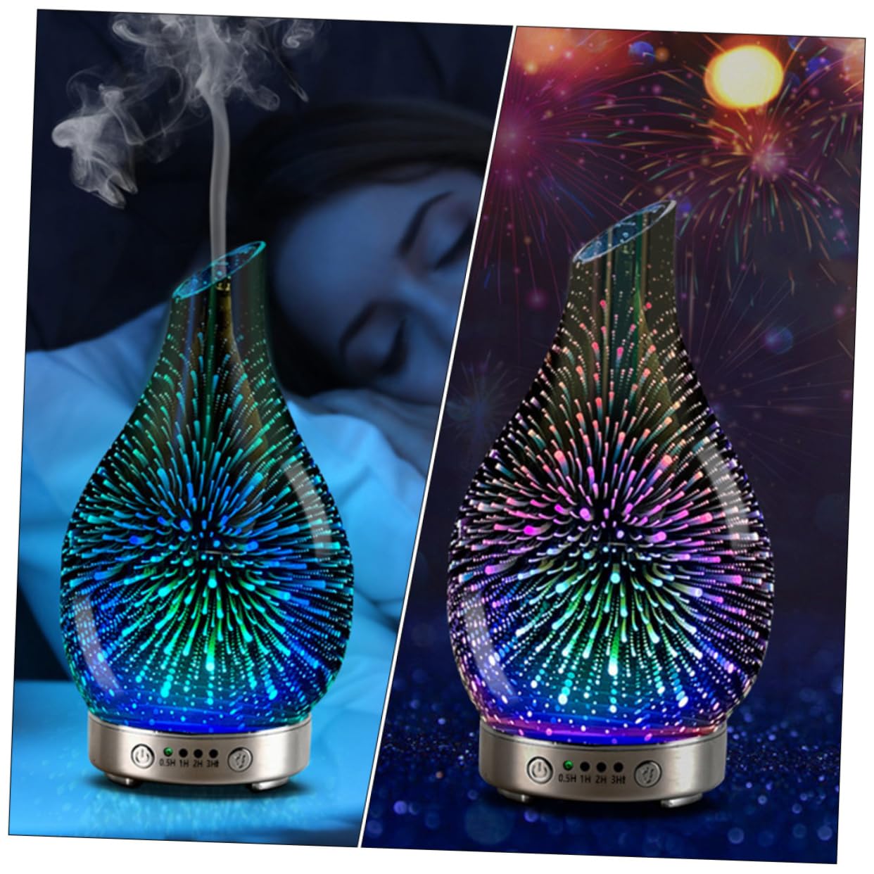 Veemoon Humidificador Seguro Capacidad Menor a 1 L sin Agua ni Electricidad de Vidrio Púrpura Difusor de Aroma para Salones y Dormitorios