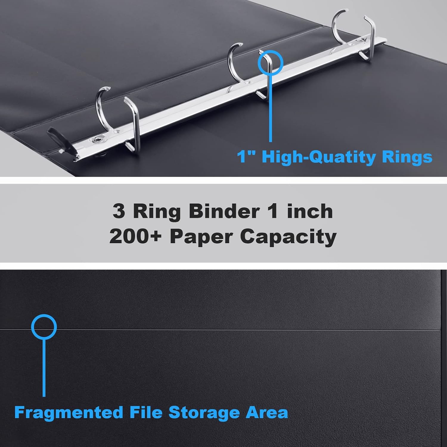 Comix 12-Pack Heavy Duty One-Touch 3 Ring View Binders, 1" Slant Ring Binder Hold US Letter Size Paper (Black)