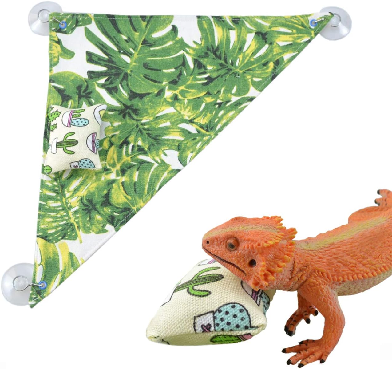 pranovo Reptile Hammock Swing Hanging Bed Lounger Ladder with Adhesive Hooks and Suction Hook for Bearded Dragon Leopard Gecko Rat…